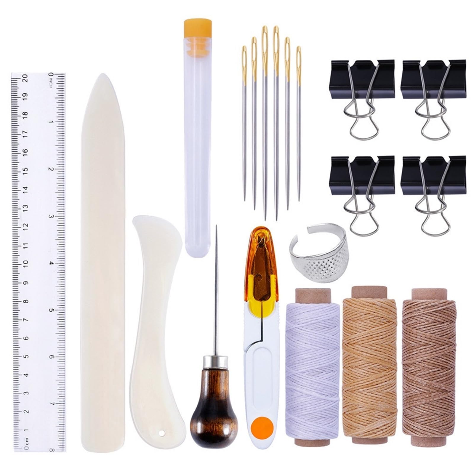 Kit de herramientas para encuadernación Kit de encuadernación for principiantes: agujas ojo grande, plegadora hueso, papel, hilo encerado, punzón for libros DIY(ZF-HG-0276)