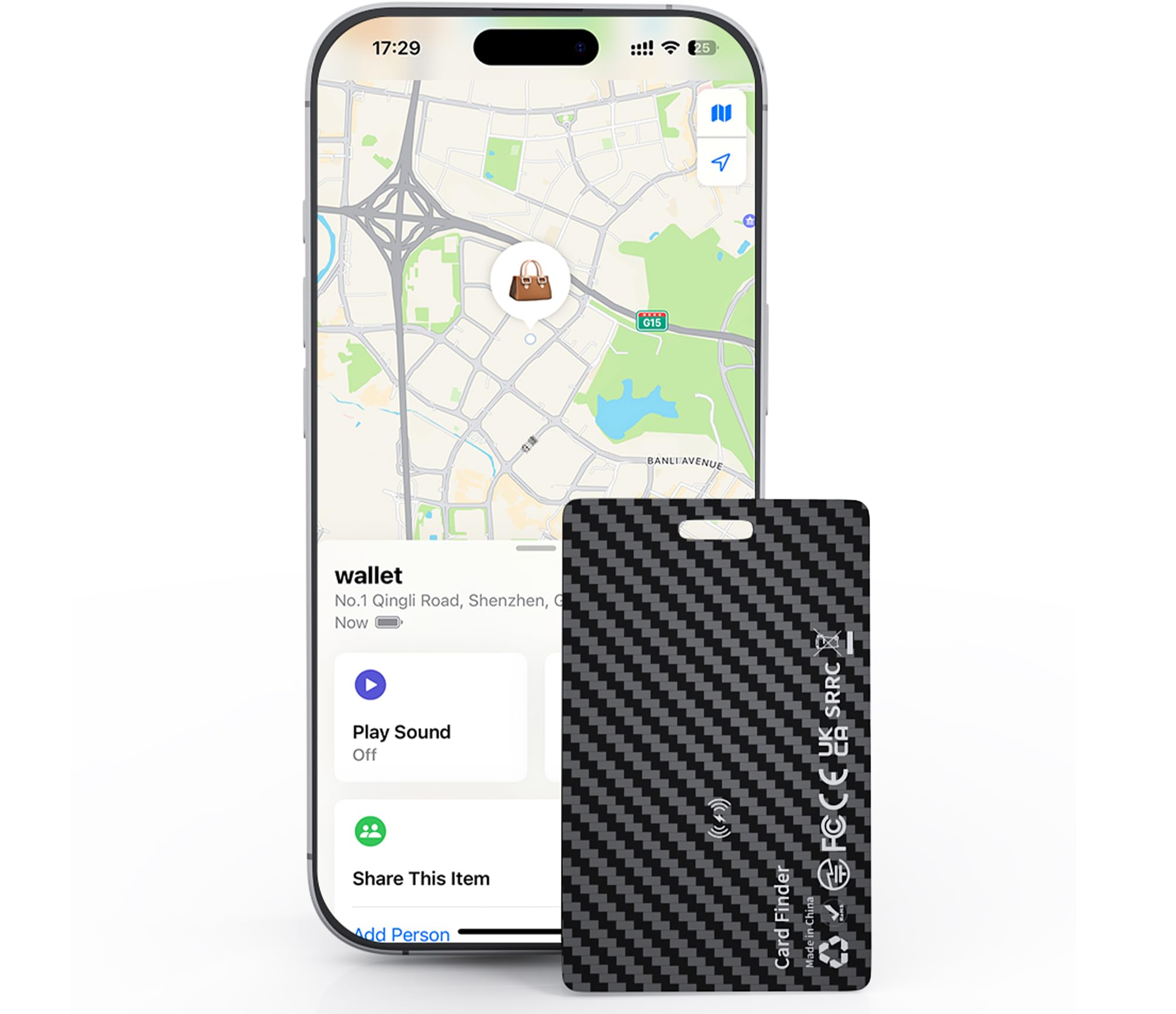Dünne Geldbörsen-Tracker-Karte Funktioniert mit Apple Wo ist? App(nur iOS), Wiederaufladbare Item Finder für Gepäckanhänger, Pässe, IP68 Wasserdicht