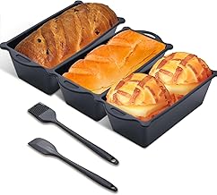 LUOJINYI Silikon Backform, 3 Stück Silikonform Kuchen mit 2 Stück Silikon Spatel Set, Antihaftende Klein Brotbackform 19.5 x 10 x 6cm, Airfryer Silikonformen Brotformen Zum Backen Zubehör Set