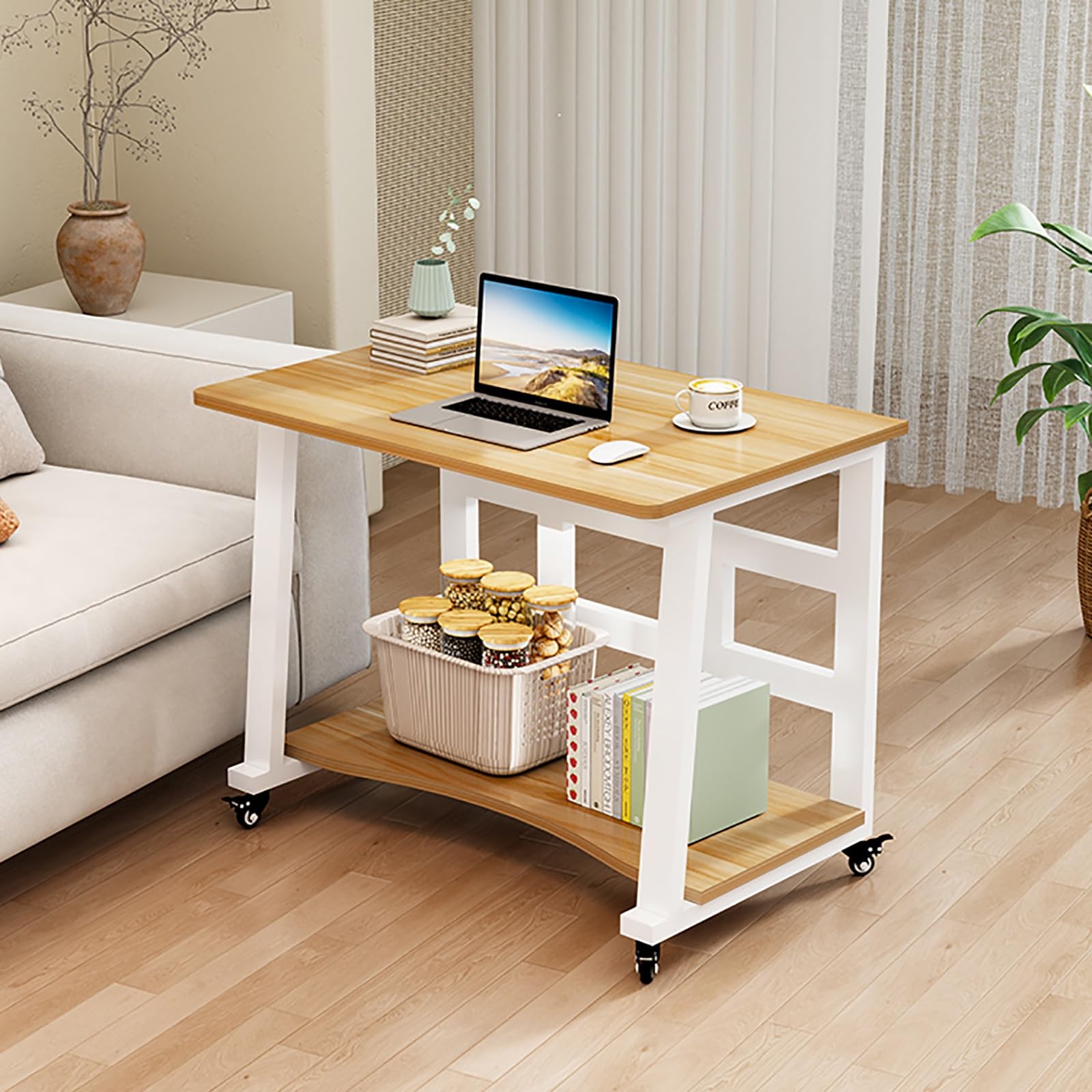 Narożne biurko komputerowe z regulacją wysokości stolik na laptopa domowe biuro stacja robocza biurko do gier nowoczesny biały i czarny design 70 cm / 27,55 cala idealne do biura i nauki