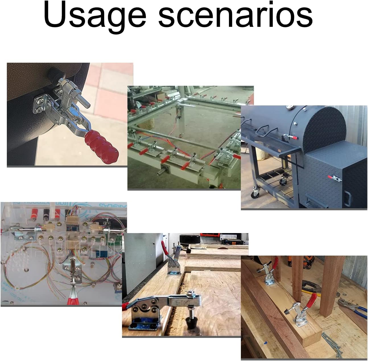 1Set Antislip Horizontal Quick Release Clamp 440lbs Holding Capacity 304 Stainless Steel for Toolbox, Door, Box, Trunk, Tractor Cover, Smoke Cover, Woodworking Fixture and Quick Release Pull Lock.