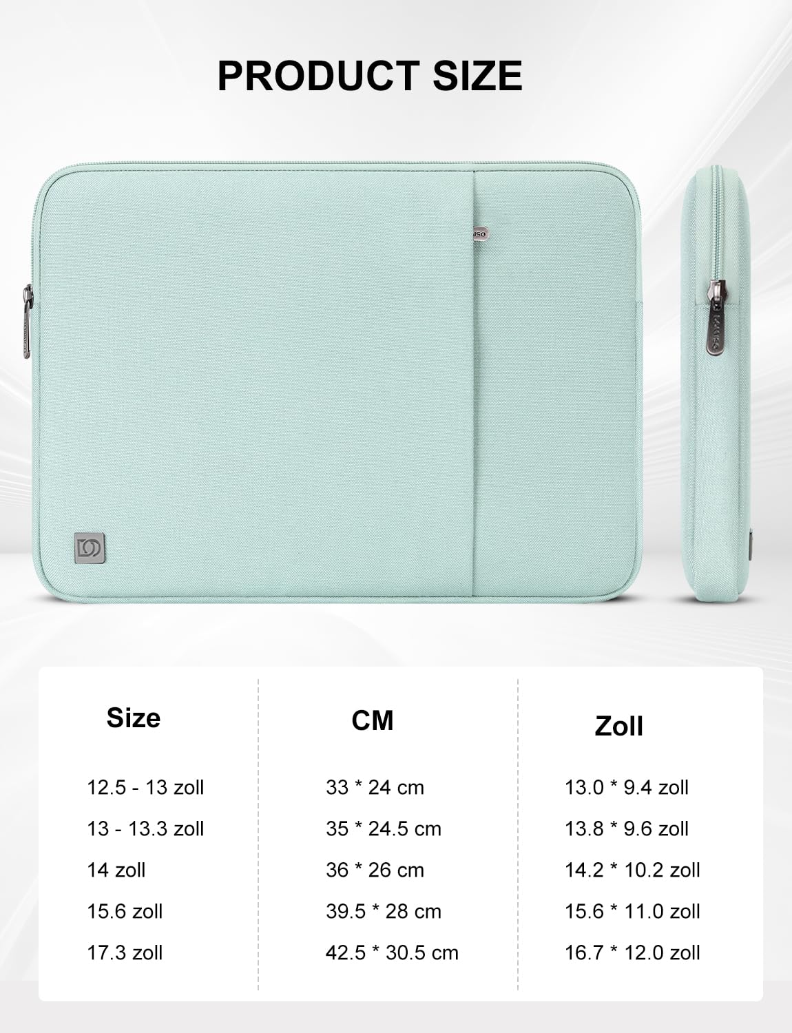 DOMISO Housse Ordinateur 17 Pouces Imperméable Sacoche Protection PC Portable Menthe Verte