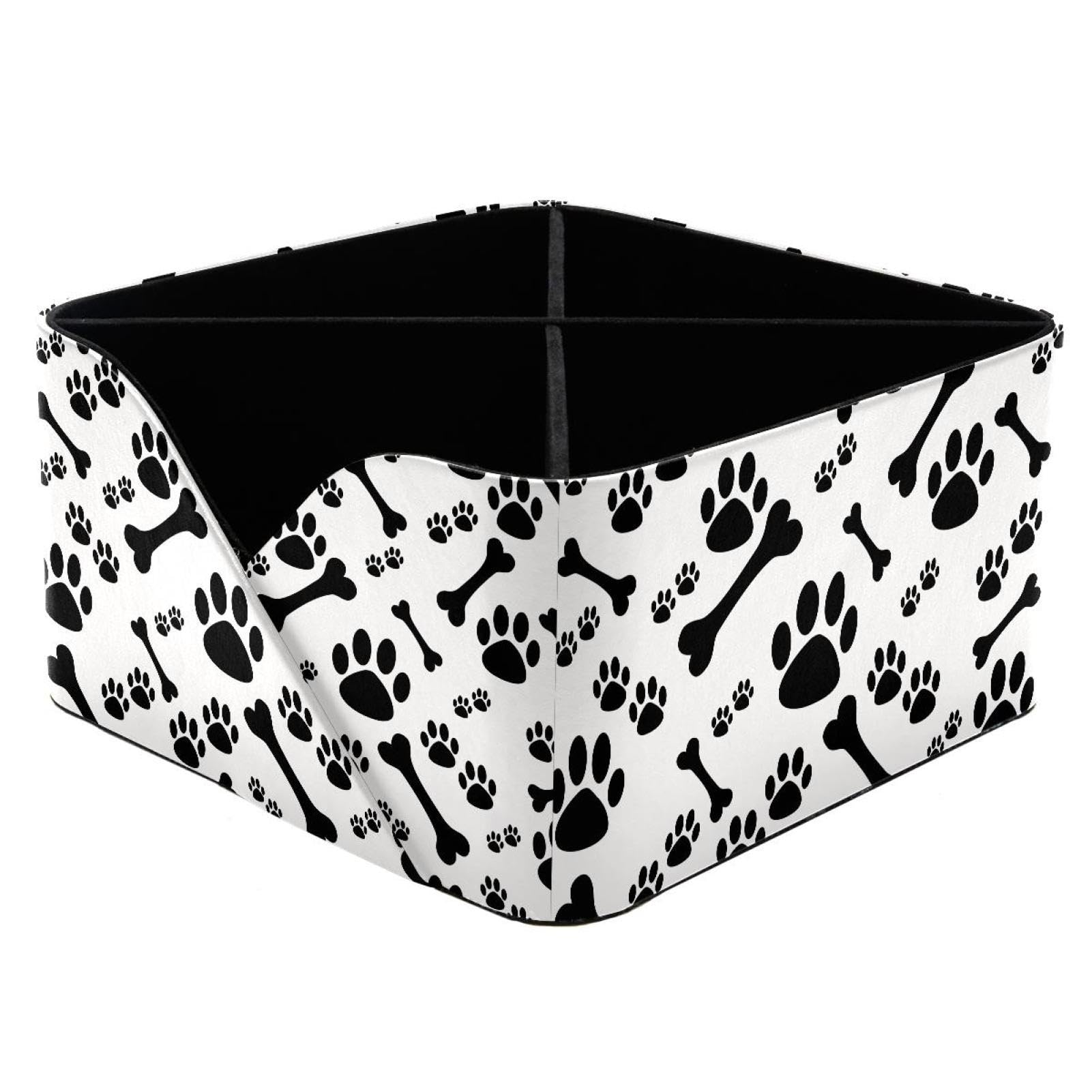 KengjuTesu Dog Paw Print and Bone Desktop Organizer Pen Holder, Rectangular Pencil Cup for Office, Study and Makeup Stations