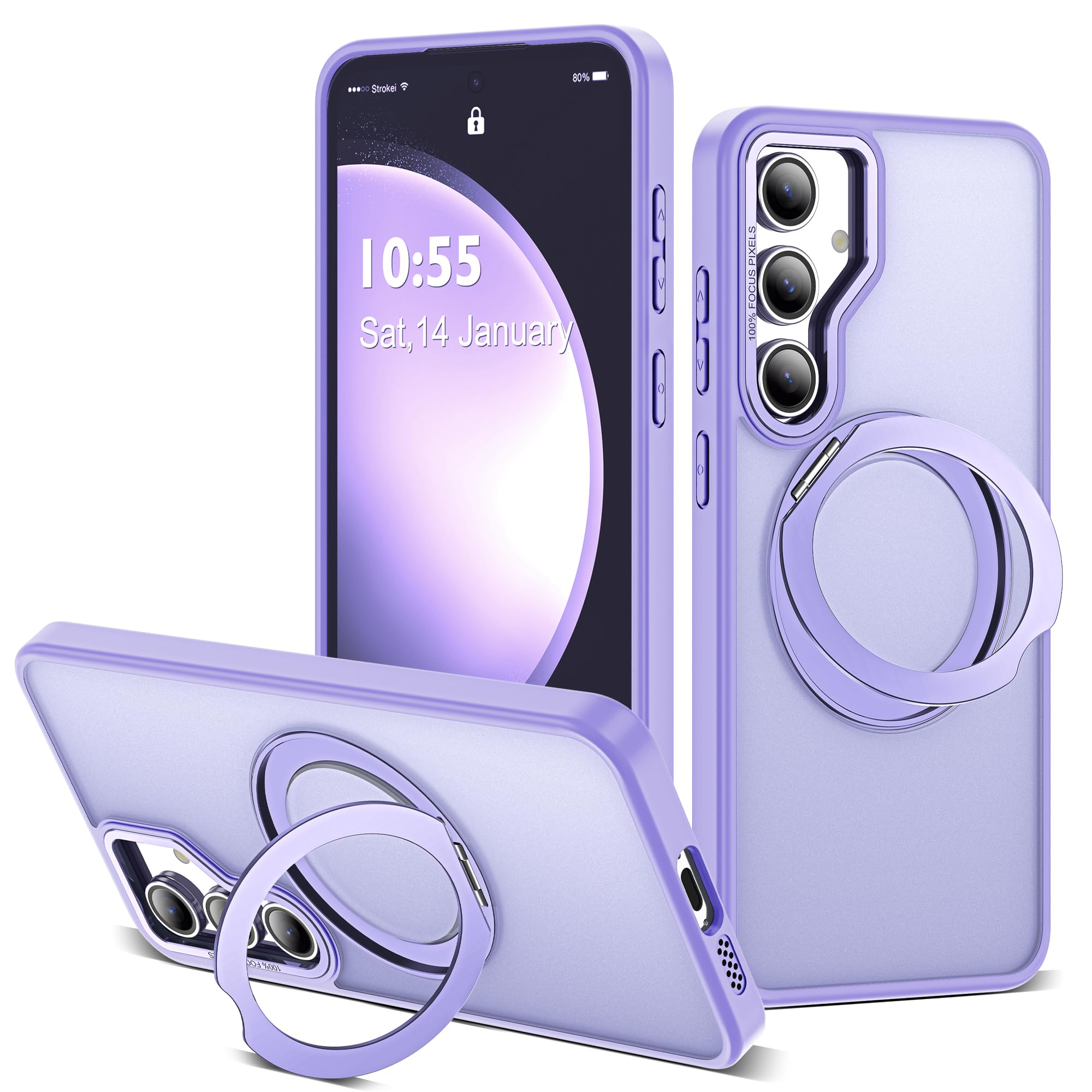 for Samsung Galaxy S23 FE Case with 360° Spin Stand,Purple