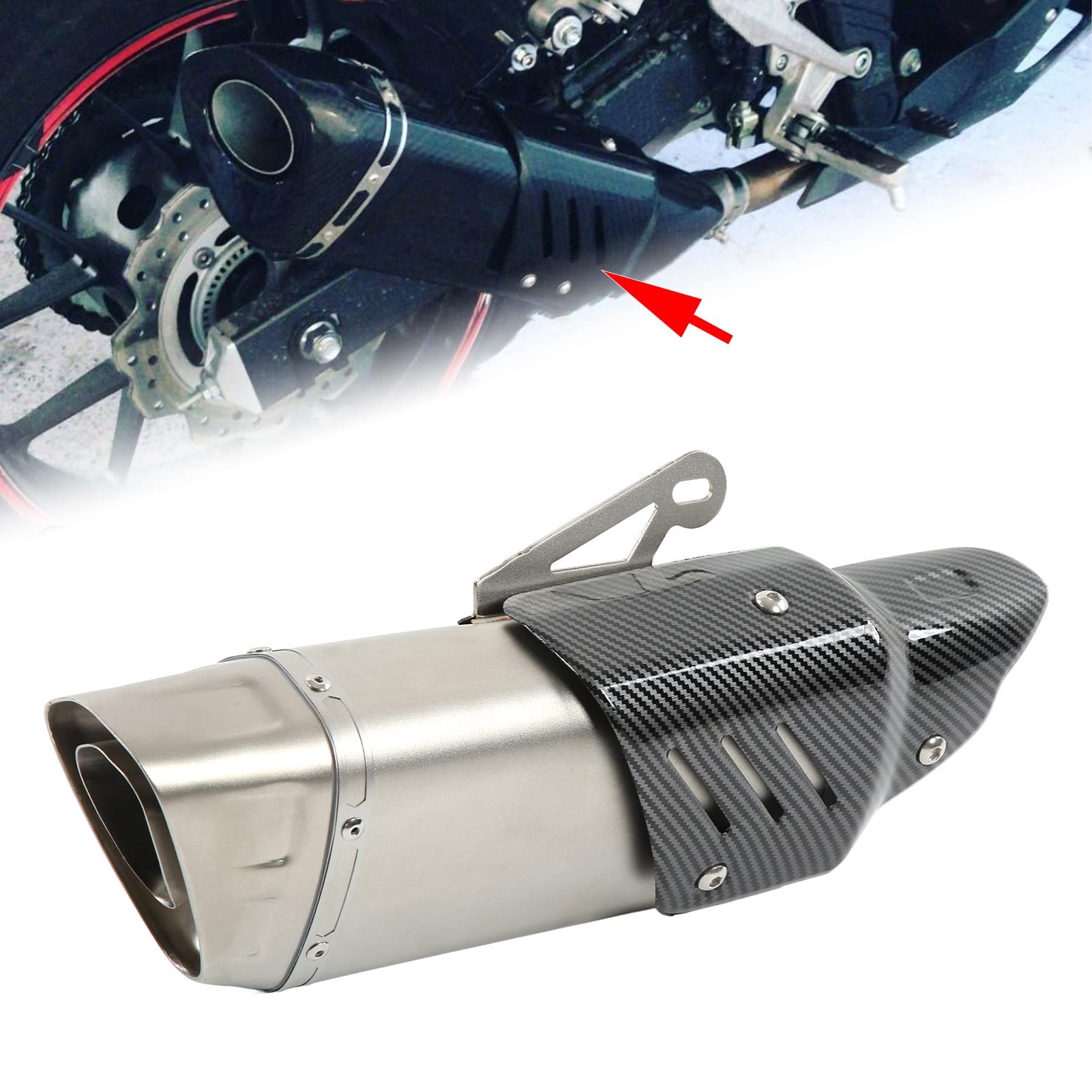 Stal nierdzewna i motocyklowa rura wydechowa w stylu węglowego rura tłumika w stylu węglowym uniwersalna wymiana R1 R6 MT07 MT09