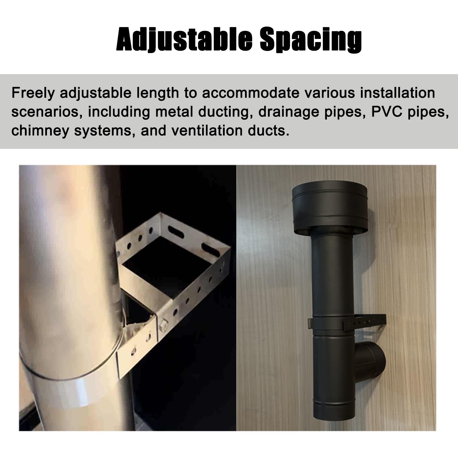 1 soporte de pared for tubo de chimenea de 150 mm - Soporte ajustable de acero inoxidable for chimeneas y estufas de leña(Silver)