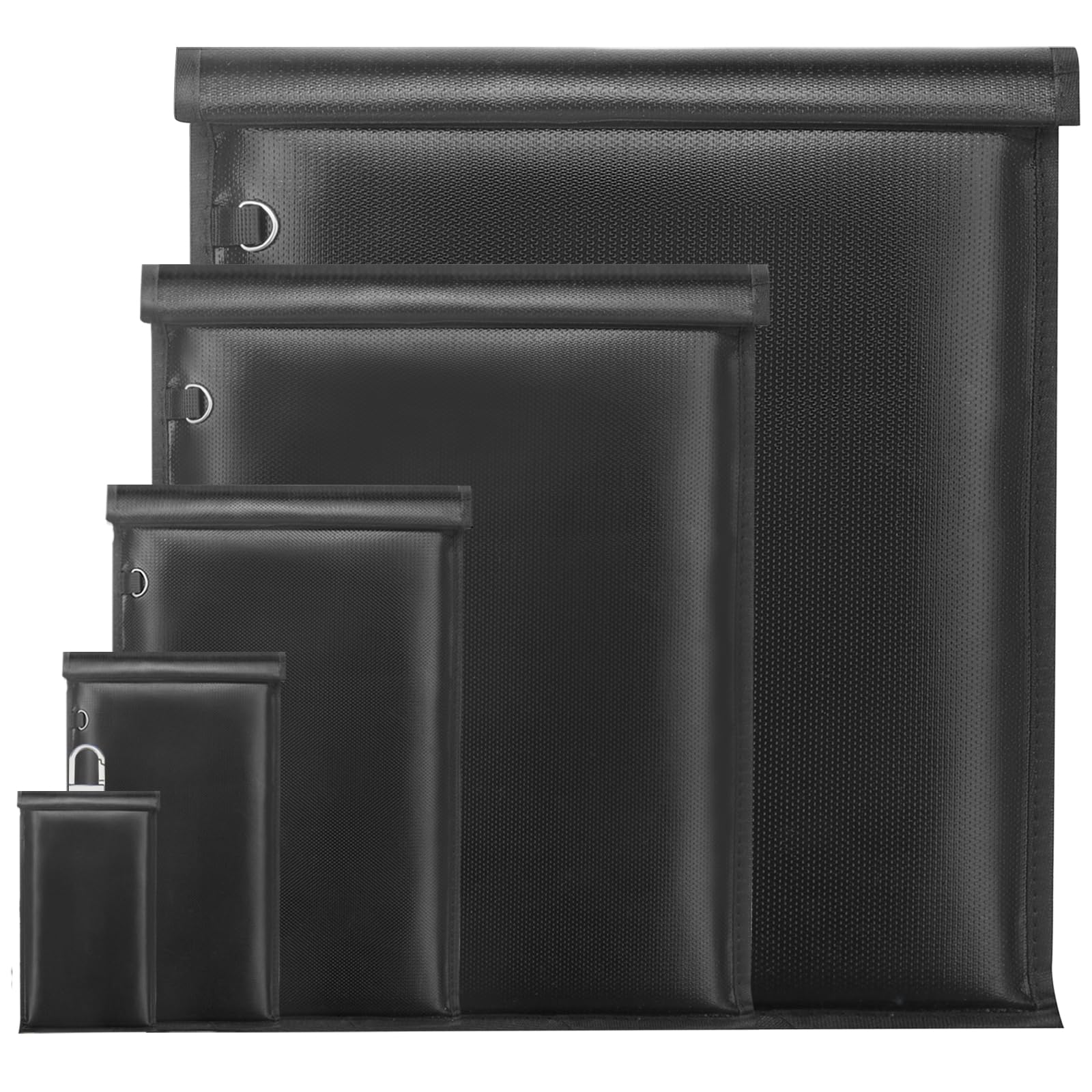 5 Pack Faraday Bags for Laptops & Tablets & Phones & Car Keys, Anti-Tracking Faraday Cage, Signal Blocker Pouch, Fireproof & Waterproof EMP Bag, Faraday Key Fob Protector