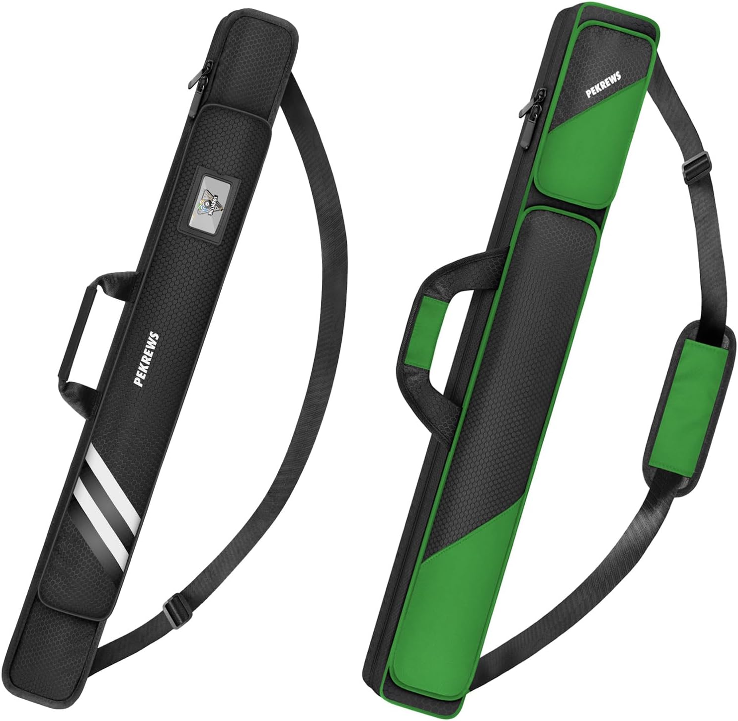 2x2 Soft Cue Bag Green & 1x1 Soft Pool Cue Bag Black Set