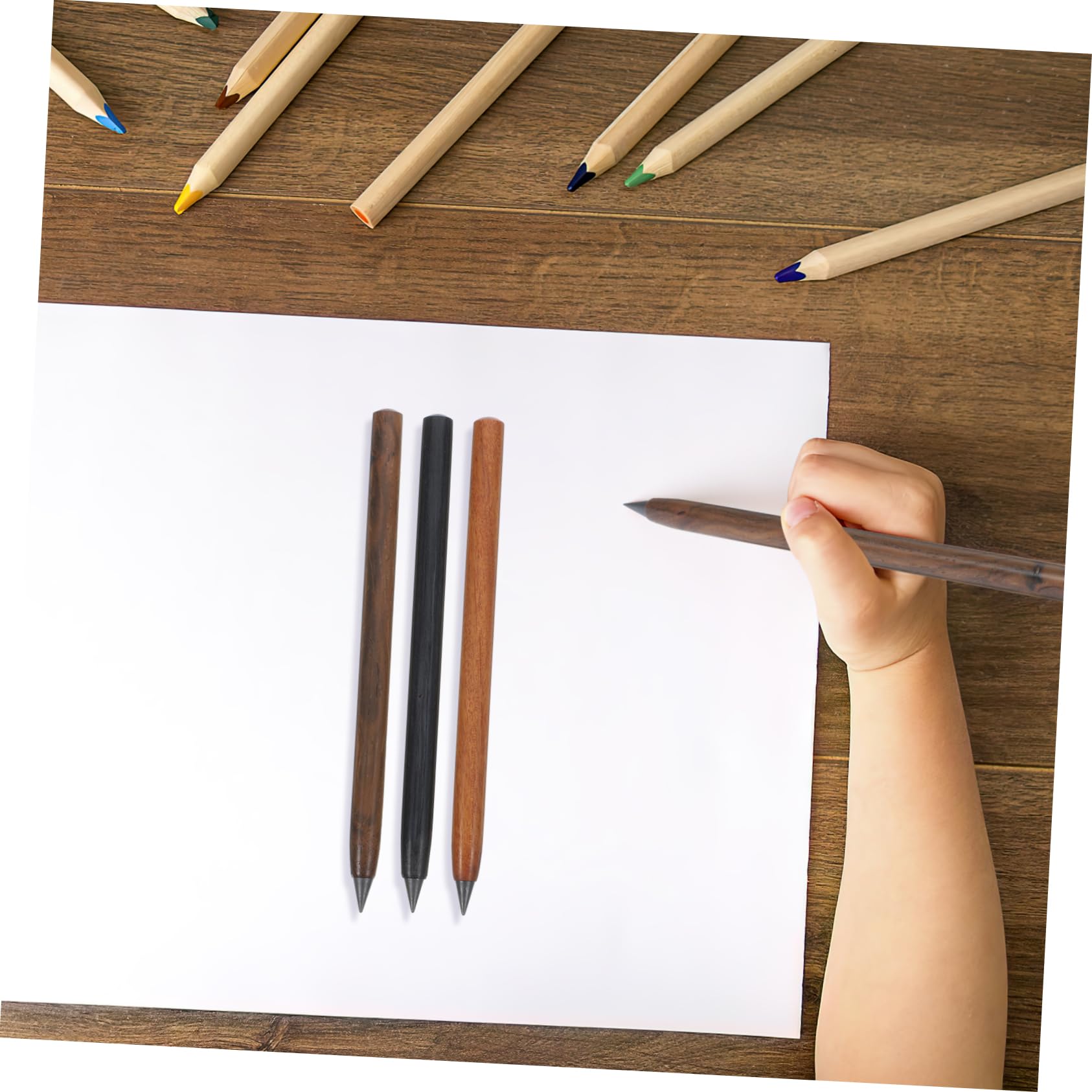 NUOBESTY 15pezzi Matite Eterni Legno Senza Inchiostro Matite Pratiche Per Scrittura e Disegno Composto Da Legno Di Ebano e Zebrano