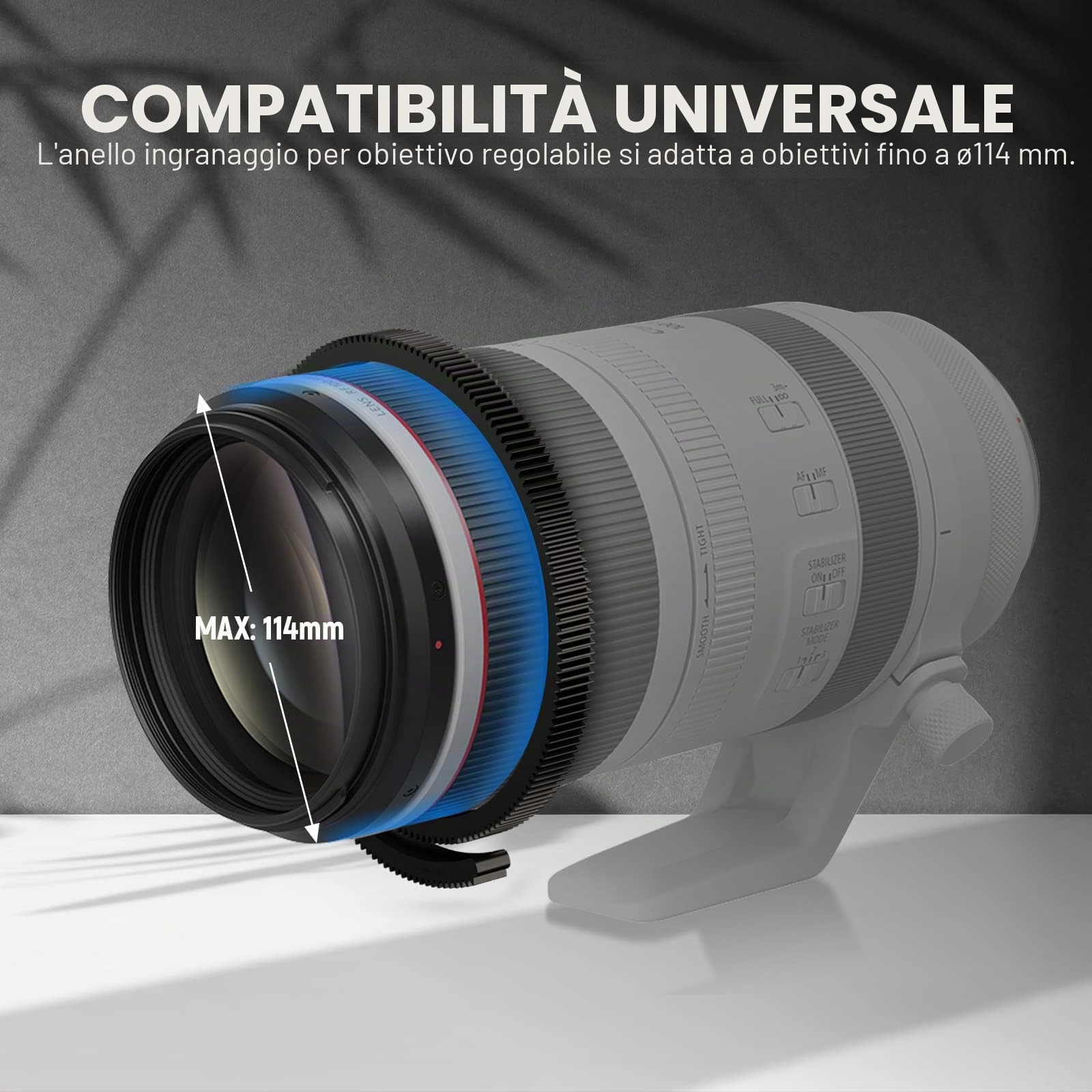 NEEWER Mini Follow Focus con attacchi A/B, corona dentata, asta da 15 mm e morsetto per fotocamera a film, fotocamera DSLR/senza specchio, compatibile con lenti di diametro fino a 114 mm, PG001