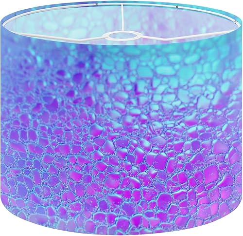Drum Lamp Shade Bubble Holographic Neon Pearl Hail Glass Beads Pebbles Frost Lampshade for Floor Lamps Table Lamps Pendant Light 11"x8.9"