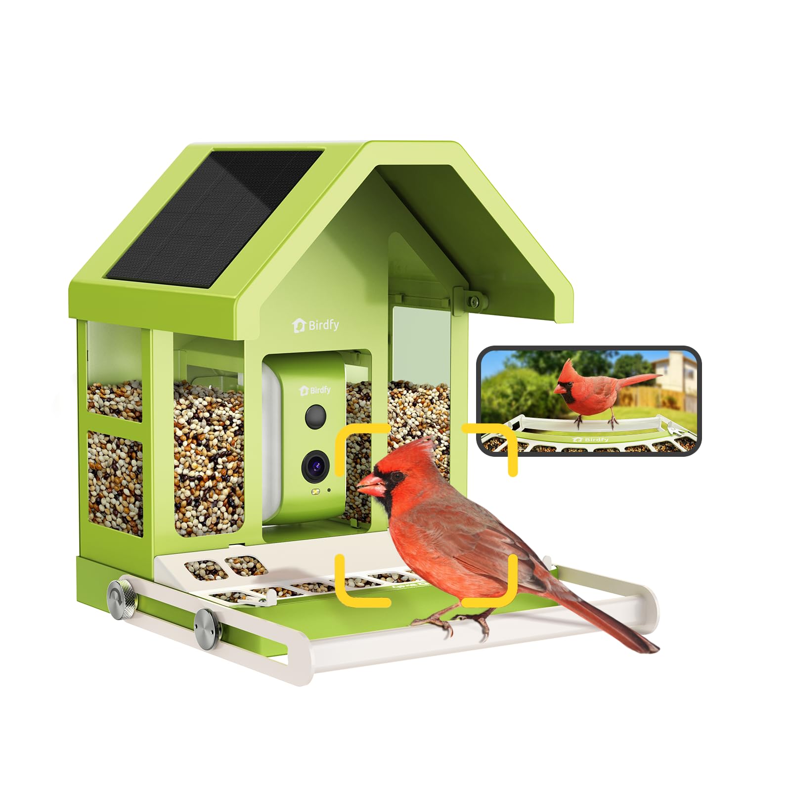 Birdfy Metall Vogelfutterhaus mit Kamera zur Live-Vogelbeobachtung, KI Vogelerkennung ohne ABO, 1080P Kabellos Vogelfutterstation mit Farbnachtsicht, Echtzeit-Benachrichtigung, Solarbetrieb