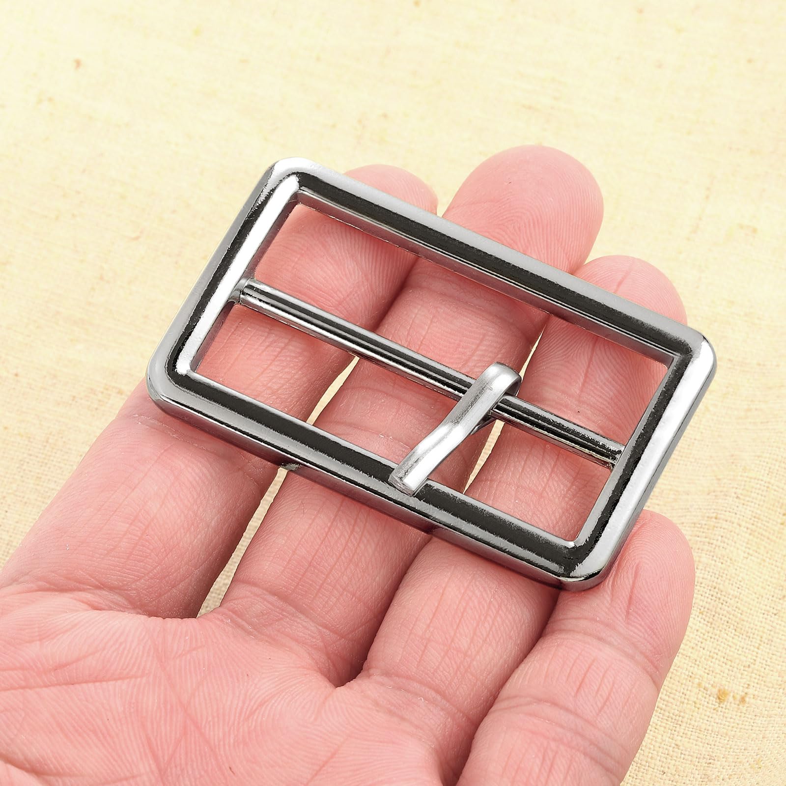 QUARKZMAN 8pz Fibbie a Rullo in Metallo, 50mm(2") Regolatore Cinghia Barra Mobile con Cursore Rettangolare Fibbia Cintura Punta Singola per Borse Cappotti Artigianato Pelle (Tono Argento)