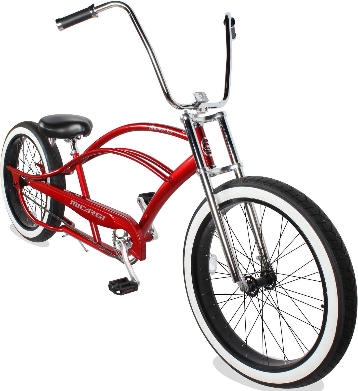 Bronco 3.0 Mens Cruiser Bicycles 26/29 inch Long Beach Cruiser Bike with Coaster Brakes Front/Rear White Wall Tires/Black Ties