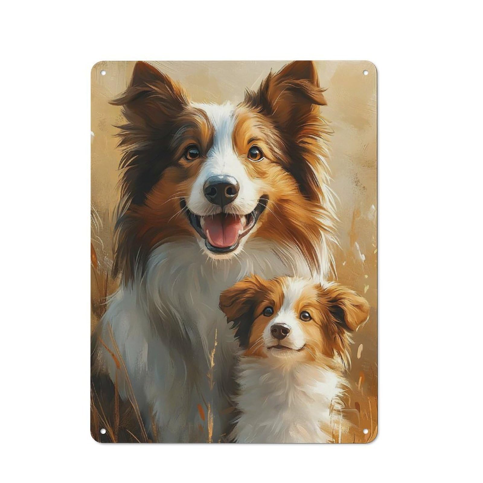 Junmoney Border Collie Puppy Portrait Vintage Tin Sign 40X30cm With For Studio Or Craft Room, For Garage, Workshop And Man Cave Decoration