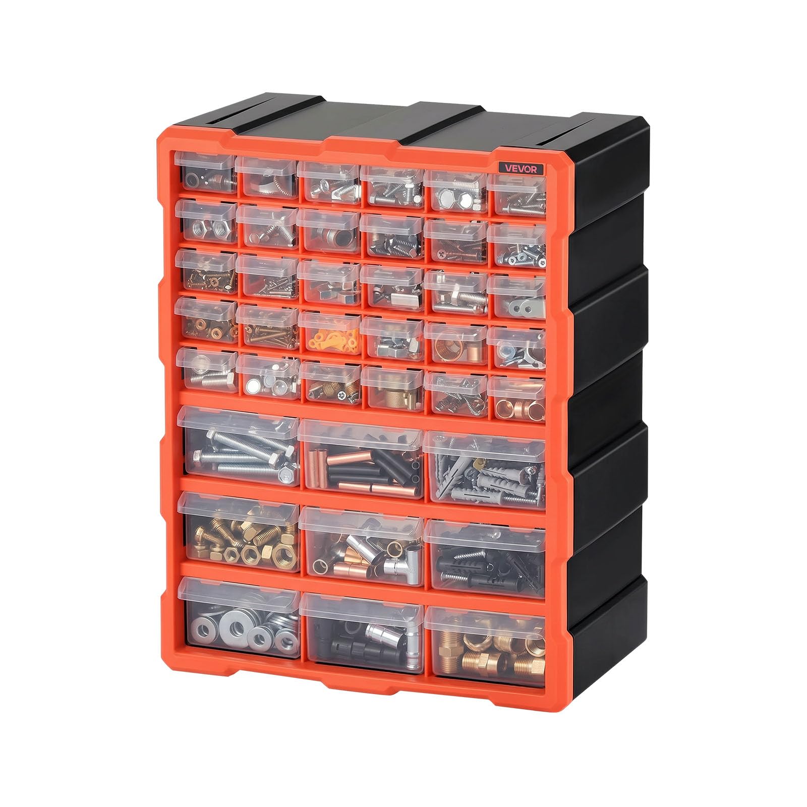 VEVOR Organizer per Minuteria a 39 Cassetti, Cassettiera Porta Minuteria Impilabile, Contenitore da Parete per Viti, Bulloni, Ferramenta e Componenti, in Plastica, Ideale per Garage, Casa e Officina