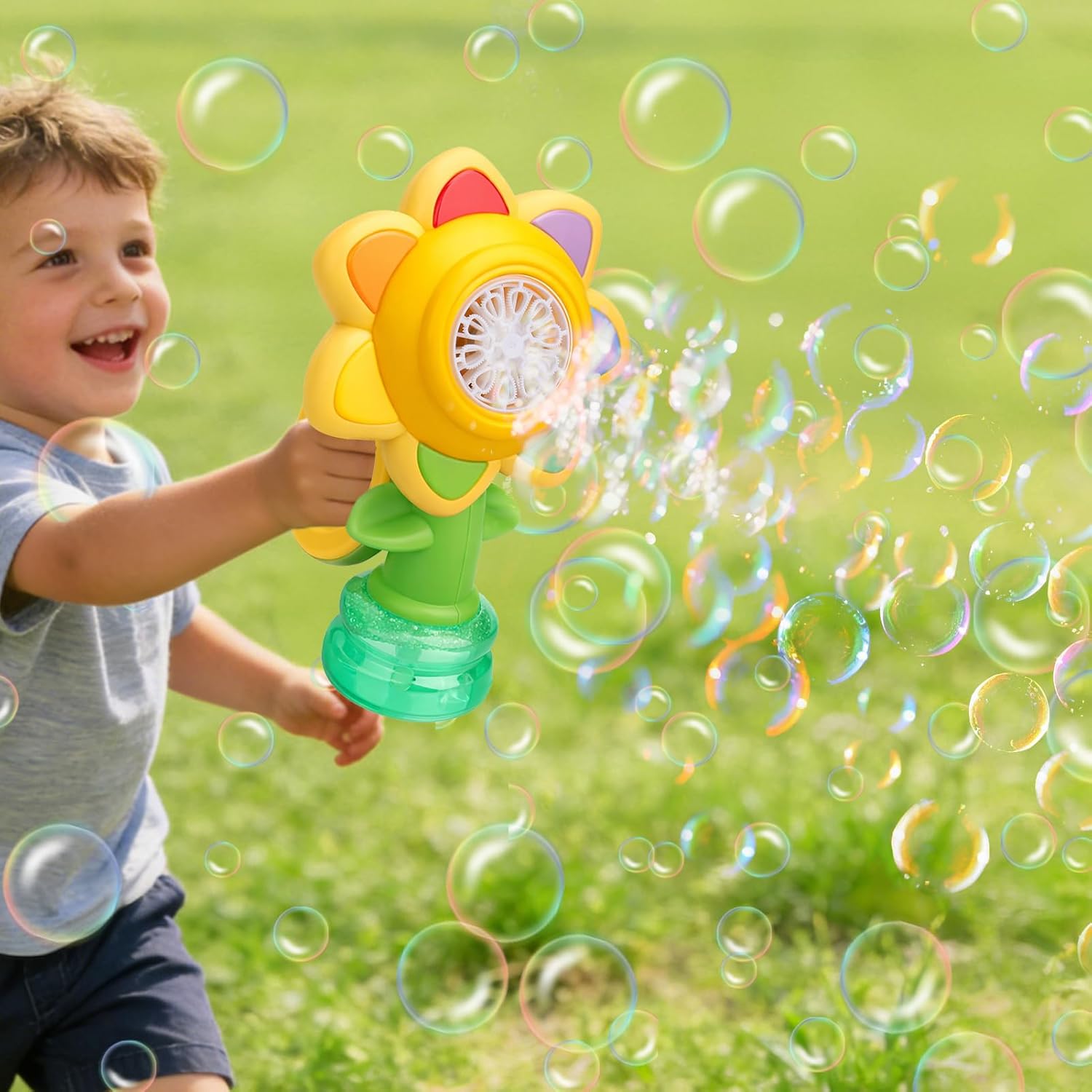 AIERSA 2 Pack Flower Bubble Machine for Kids, Swing Dance Handheld Automatic Rechargeable Bubble Maker with LED Lights, Includes Bubble Solution, Leak-Proof for Bath, Outdoor Summer Birthday Party