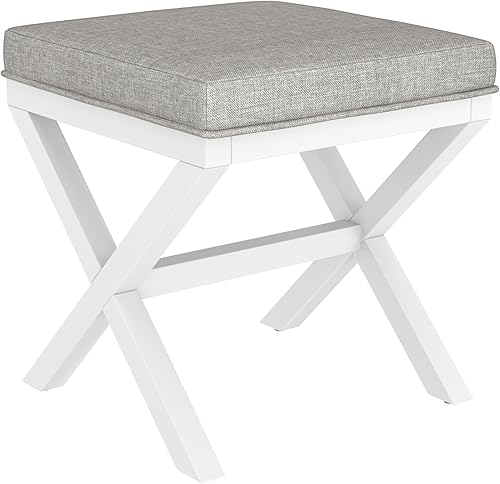 Hillsdale Somerset - Taburete de madera sin respaldo para sala de maquillaje o baño, color blanco