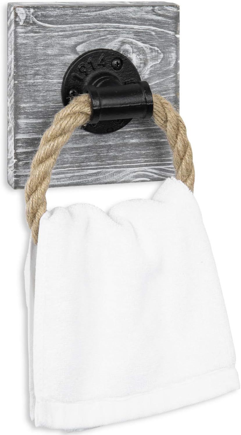 HOJLKLD Nautical Rope Towel Ring - 19.7 Inch Wall Mounted Tissue Holder For Bathroom