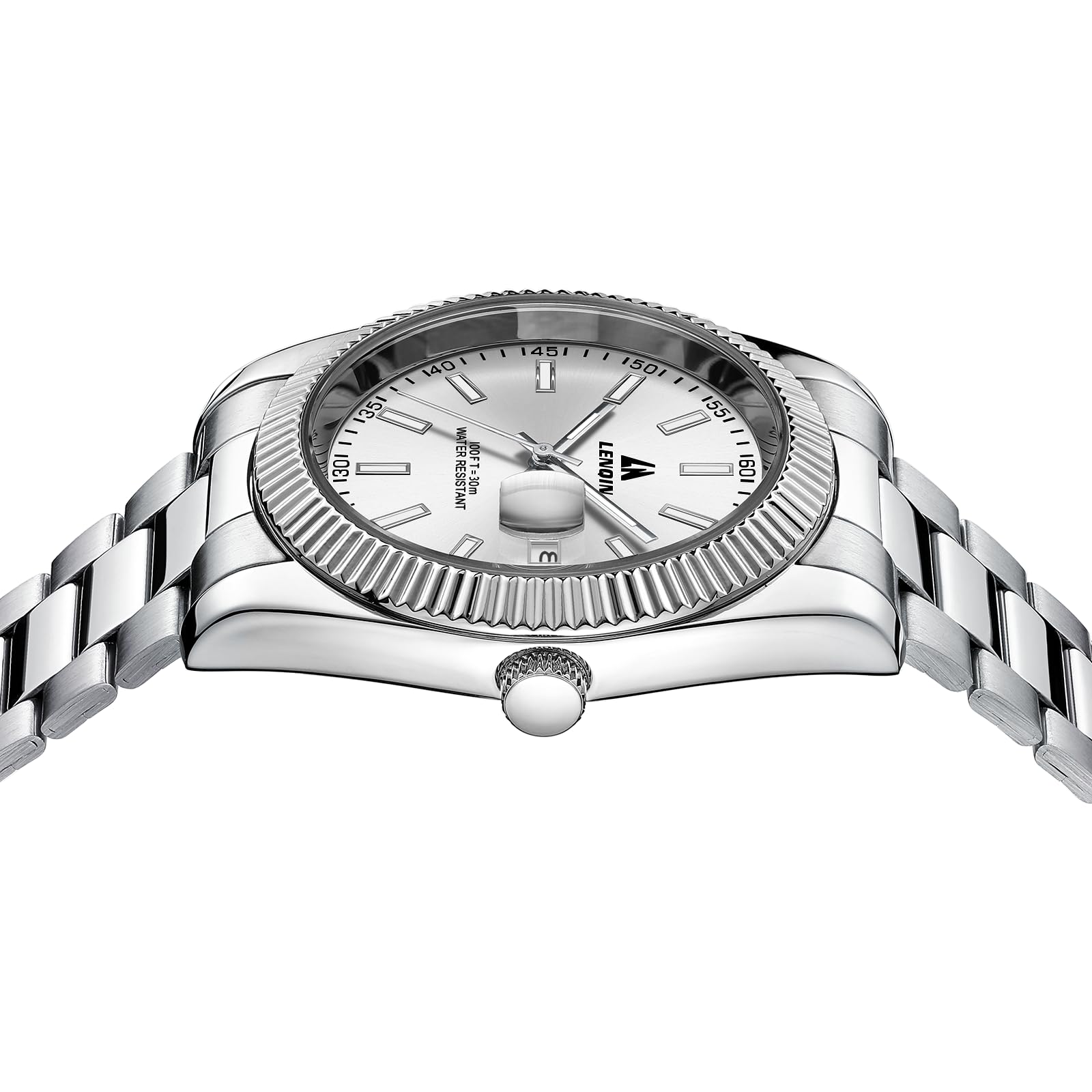 LN LENQIN Mens Watches Waterproof Stainless Steel Watch for Men Analog Quartz Fashion Business Designer Wristwatch