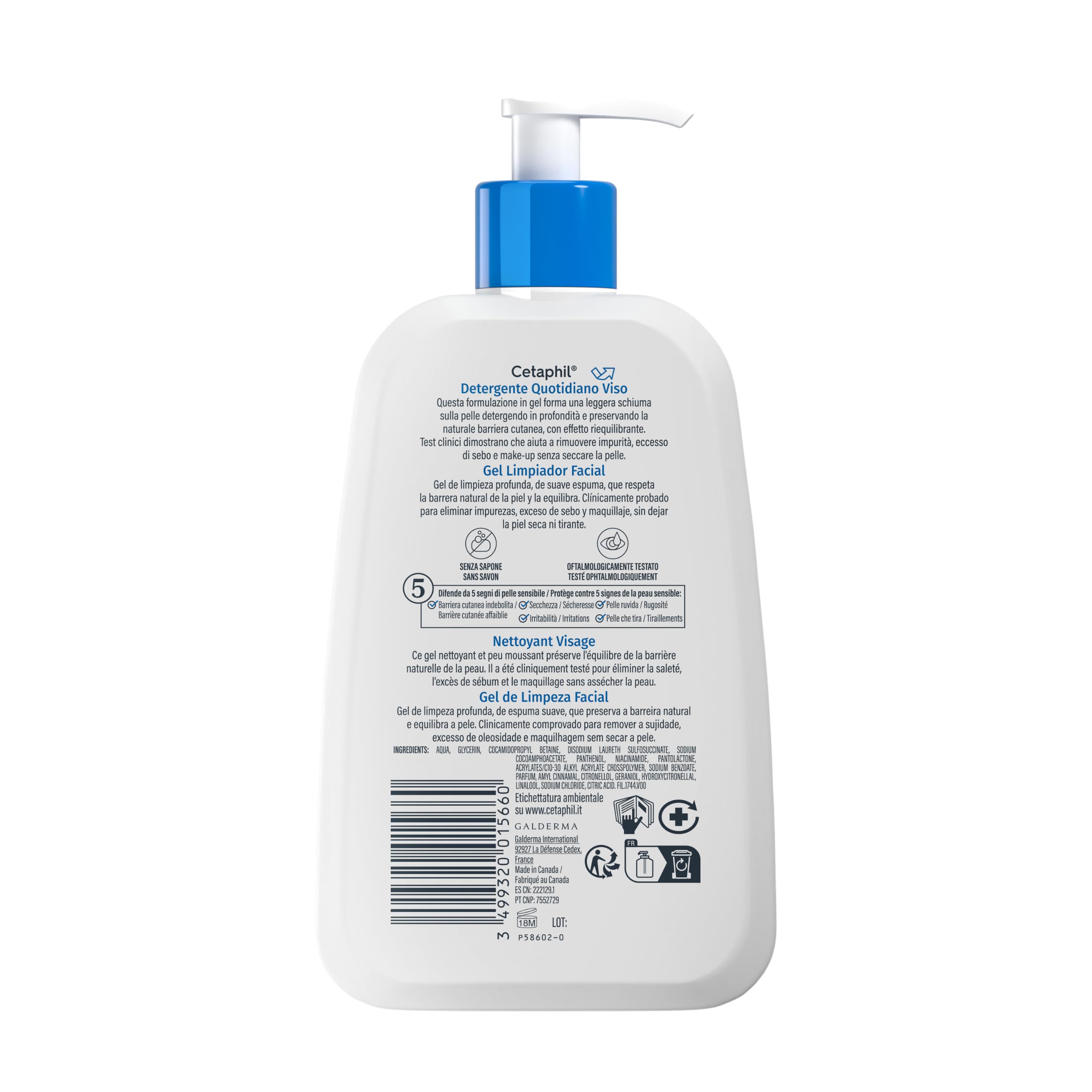 Cetaphil 237ml Żel do mycia twarzy, dla skóry wrażliwej, mieszanej i tłustej, do mycia twarzy kobiet i mężczyzn, na bazie niacynamidu, pantenolu i gliceryny