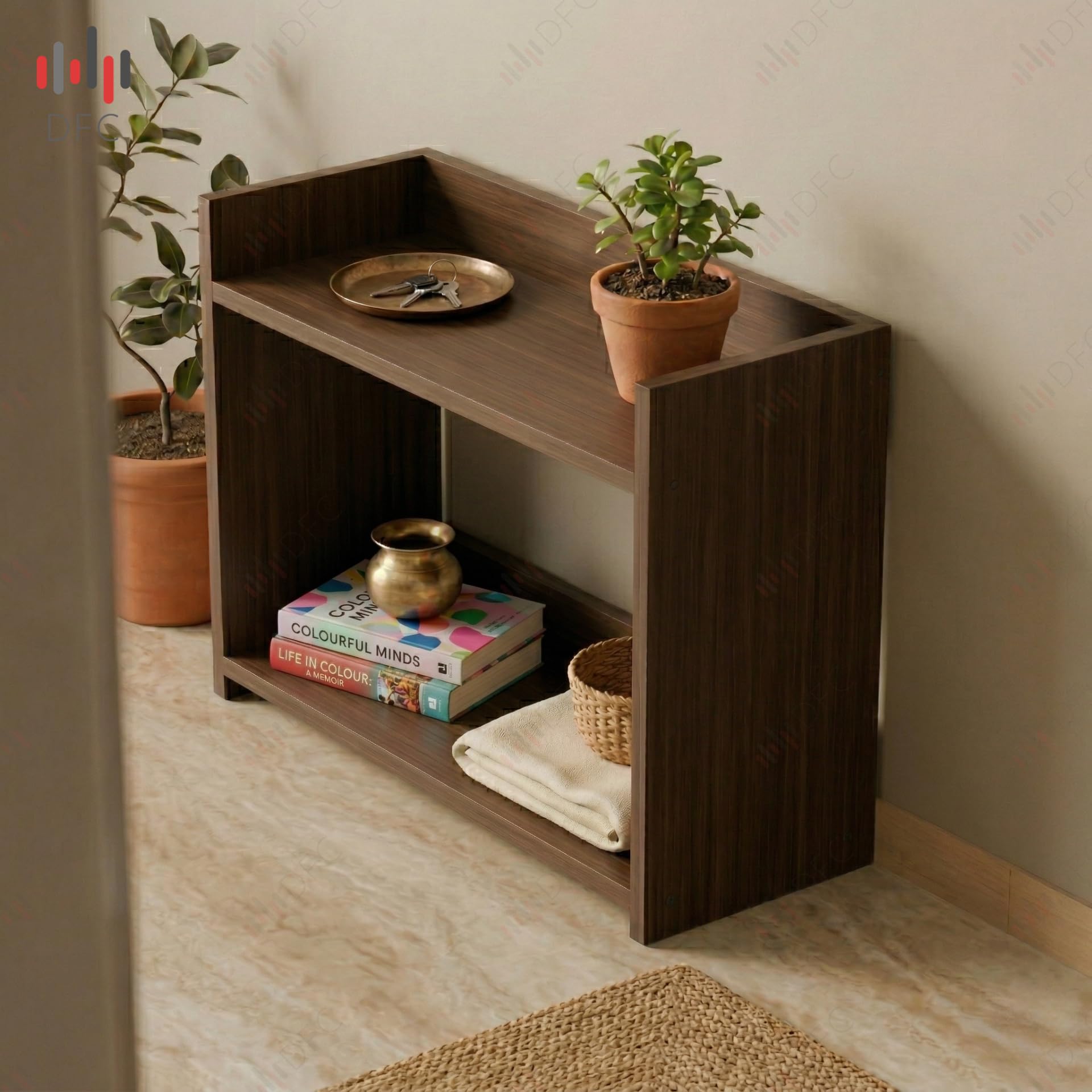 DFC Element Auburn Book Shelf Wooden 2 Tier Shelf for Living Room, Home & Bedroom Decor & Daily Essentials|Engineered Wood Storage Shelf with Space Saving Organizer, Open Display Design (Wenge Finish-image-19
