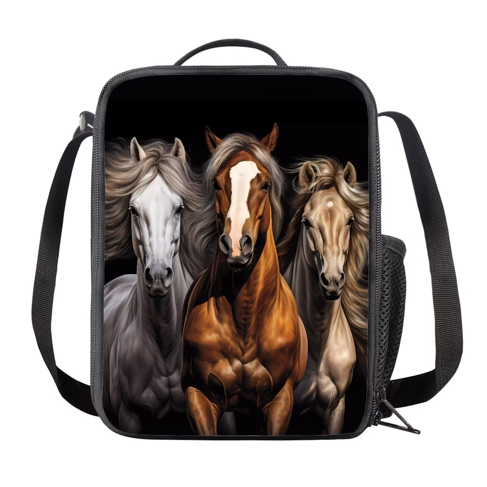 chaqlin Black Horse Lunch Box for Kids Boys School Lunchbag Animal Horse Print School Lunchbox Insulated Lunch Food Container Teens Adult Work Bags Travel Picnic Lunch Tote Bags โ image 1