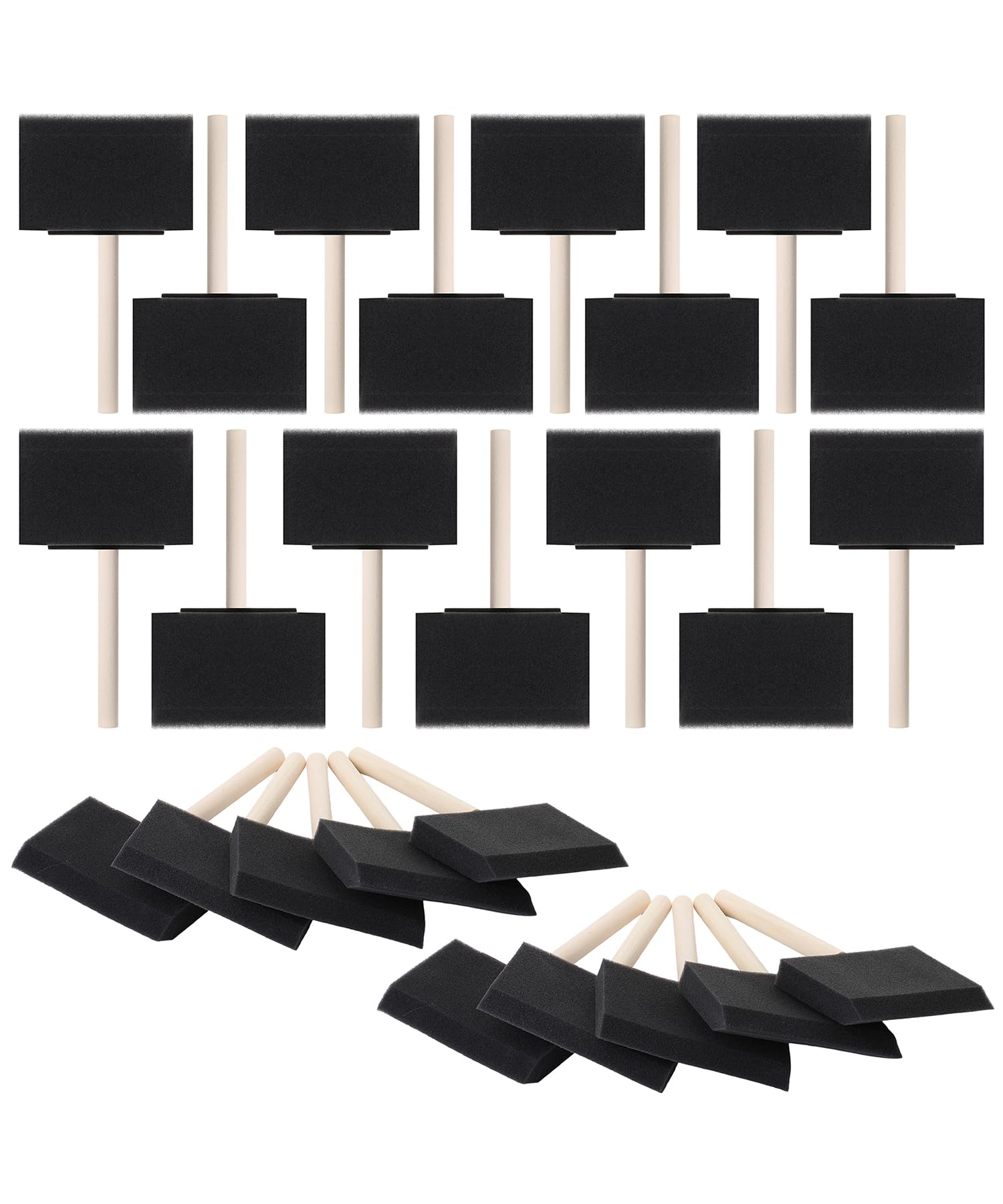 Bates- Foam Paint Brushes, 4 Inch, 25 Pack, Black Foam Brushes for Painting with Lightweight Wooden Handles
