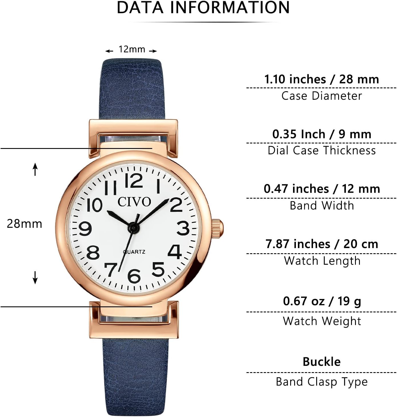 CIVO Womens Watch Small Waterproof Analog Quartz Leather Strap Wrist Watch Fashion Simple Elegant Ladies Dress Watches for Women - Image 7