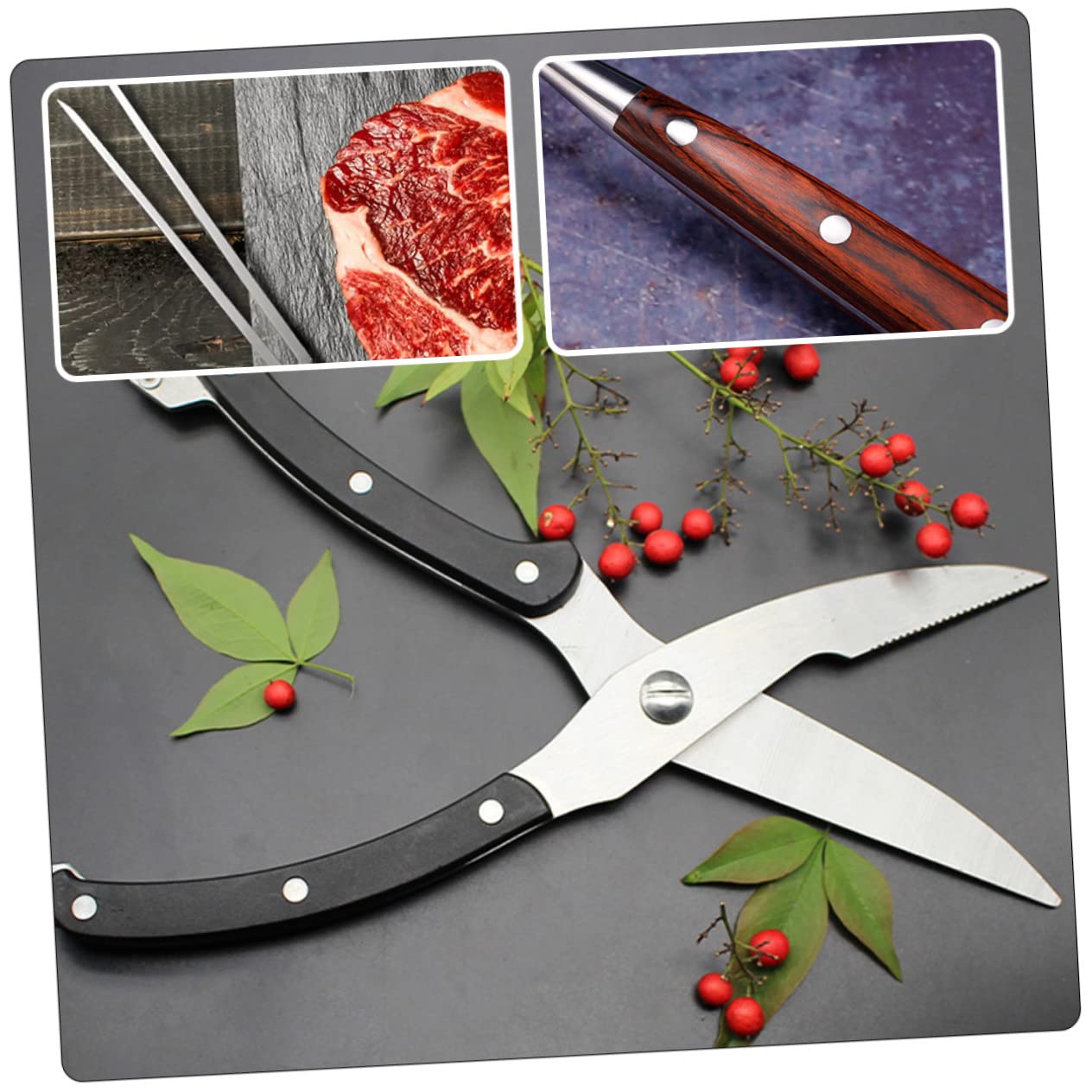Hemobllo Forchetta Per Barbecue Kit Utensili Bastoncini Per Arrostire Forchette Professionali Per Carne Trinciapollo e Forbici Da Cucina Multifunzione