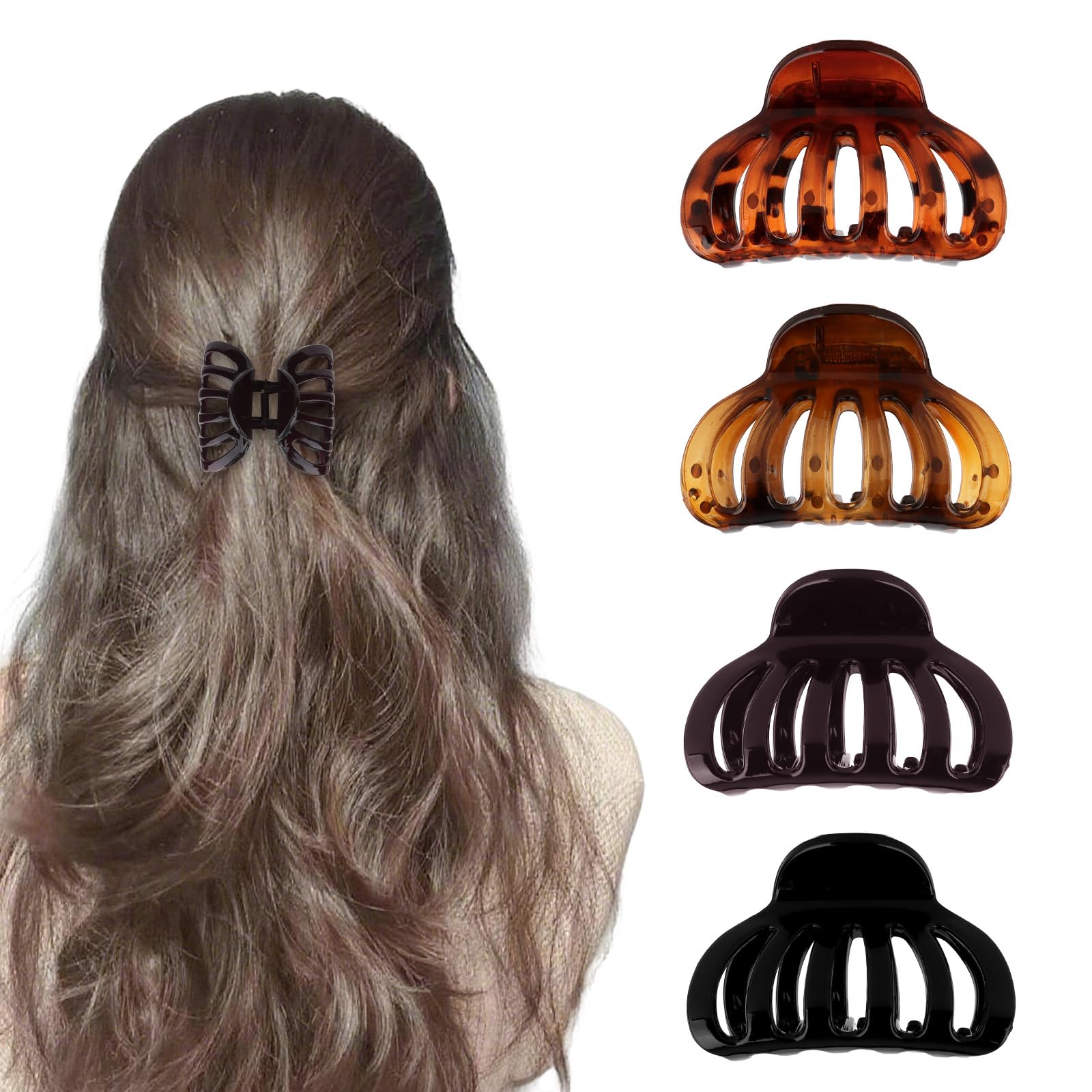 4Pcs Claw Clips, Women's Hair Clips with Strong Hold, Essential Hair Accessories for Daily Use