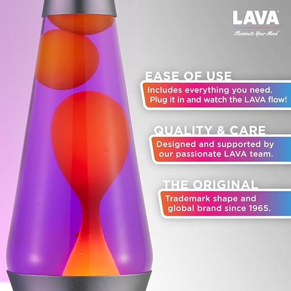 Lava Lamp - 14.5 Purple Sunset - The Original Motion Light - Yellow Wax and Purple Liquid - Item #2635