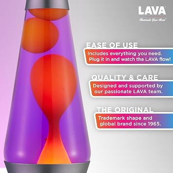 Lava Lamp - 14.5 Purple Sunset - The Original Motion Light - Yellow Wax and Purple Liquid - Item #2635