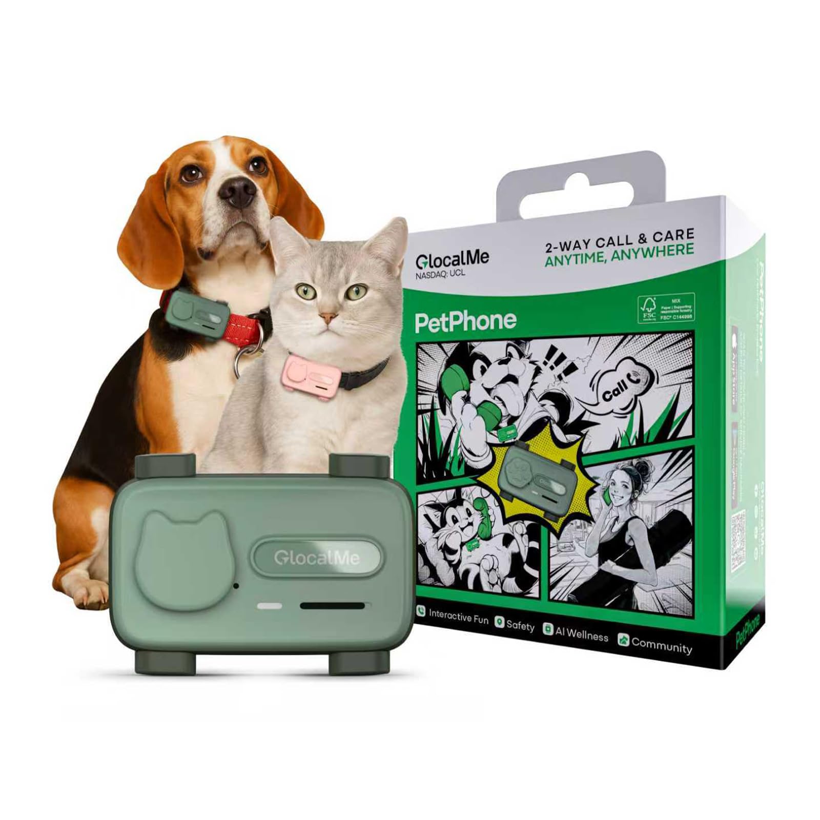 【新品】GlocalMe ペットフォン GPS 健康アラート ペット用 犬 猫 Amazon.co.jp: GlocalMe PetPhone ペット用GPSトラッカー （犬