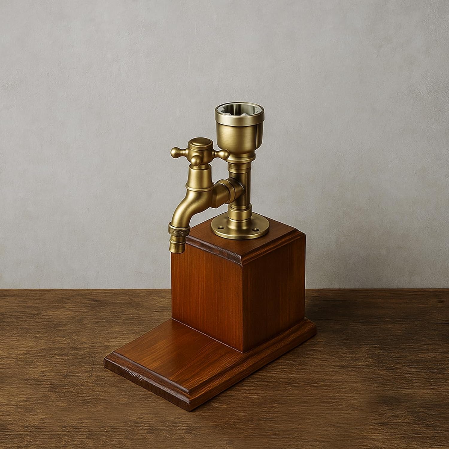 Steampunk Whiskey Dispenser with Wood Base & Brass Tap | Industrial Mancave Bar Decor & Home Bar Accessory | Unique Gift for Him, Father’s Day, Birthday image 5