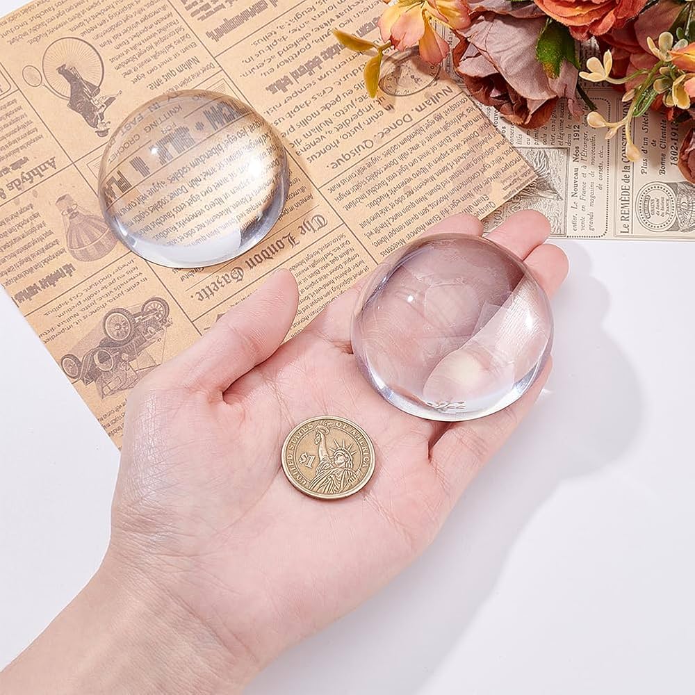 Ls Crystal Dome Paperweight Reading Magnifying Glass - 2.4 Inch