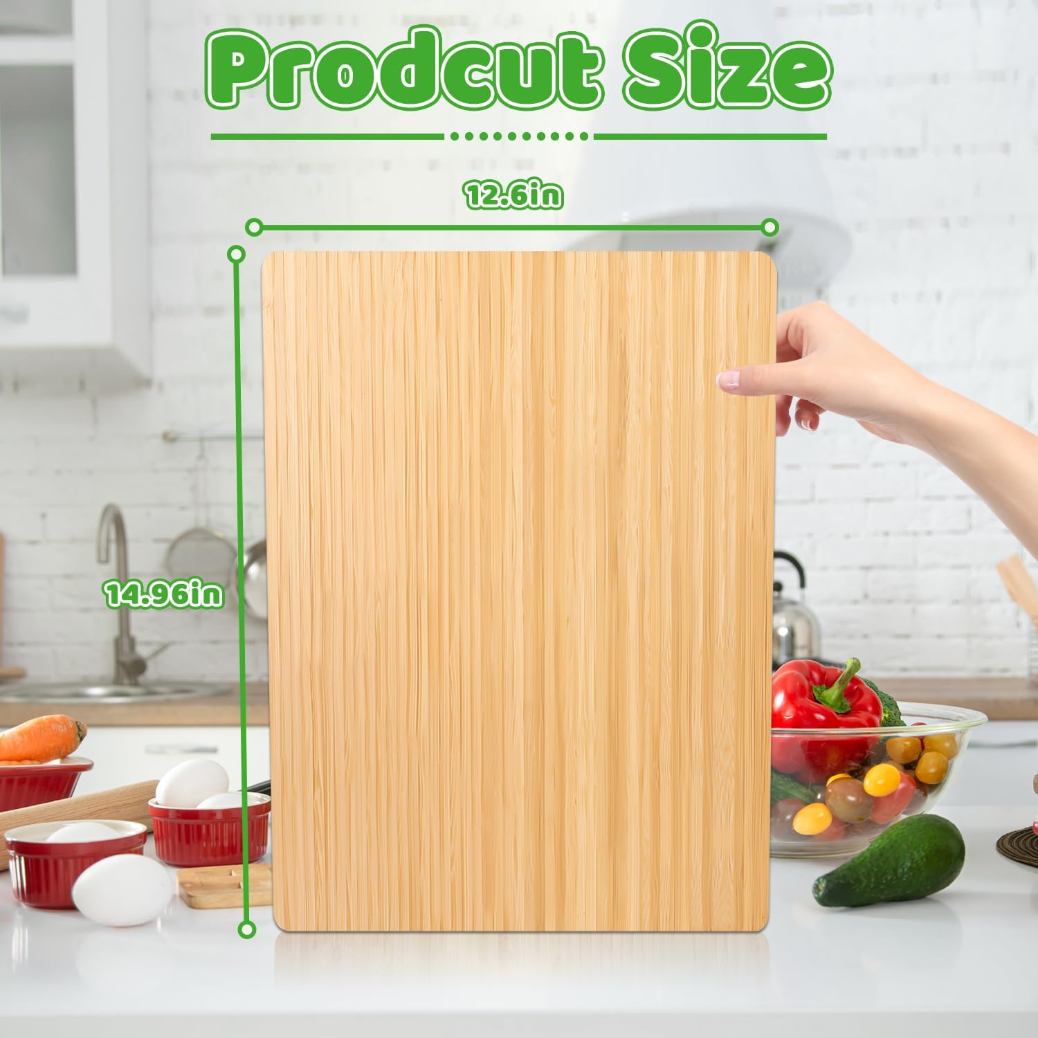 Cutting Board Compatible with Emeril Lagasse 26 QT Extra Large Air Fryer, Heat Resistant Bamboo Cutting Board with 4 Silicone Feet for Air Fryer Accessories, Creates Storage Space, Protects Cabinets