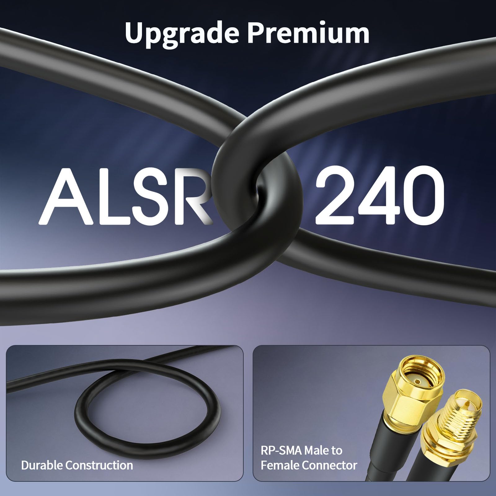 Bingfu Câble Rallonge Antenne WiFi RP-SMA Mâle à Femelle ALSR240 9 m | Câble Extension Coaxial Faible Perte 50 Ohm, pour Routeur WiFi 6E /7, Mineur Helium, Passerelle IoT, Point d'Accès Sans Fil
