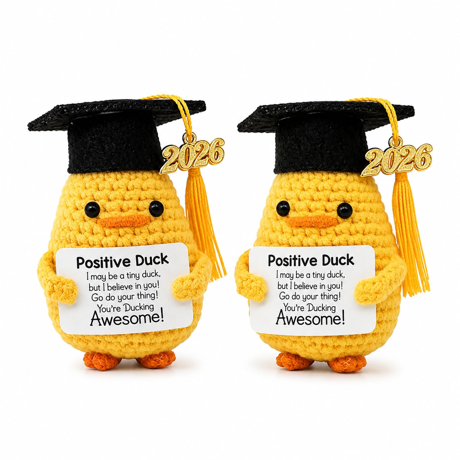 kiwkww Graduation Presents, End of Exams Gift, Positive Angel Duck Figures for Desk and Dorm Decor, Set of Two