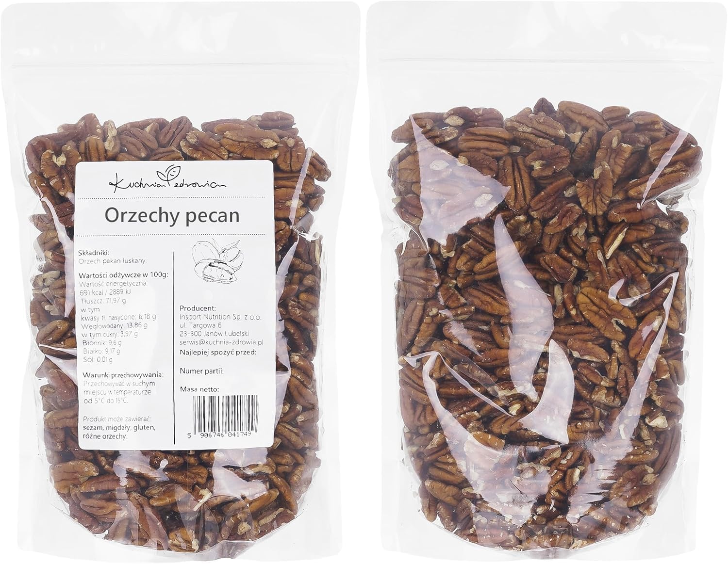 Pekannüsse ganz ohne Zusätze 1 kg – Mild-nussiger Geschmack – Ideal zum Backen, Knabbern & für Müsli – Naturbelassen & Vegan – KUCHNIA ZDROWIA