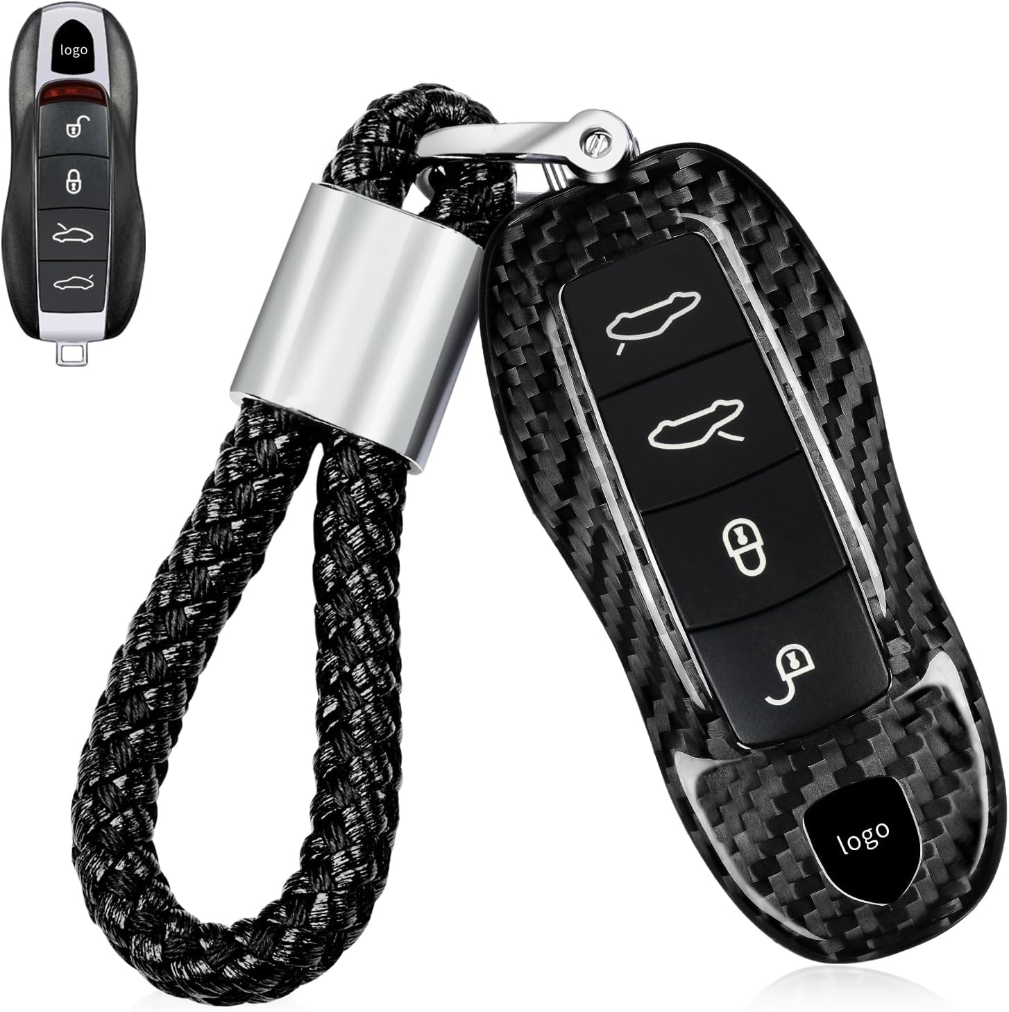 T-carbon Key Fob Cover Compatible with Porsche Cayenne 2011-2017, Panamera Boxster Cayman 2010-2016, Macan 2014-2025