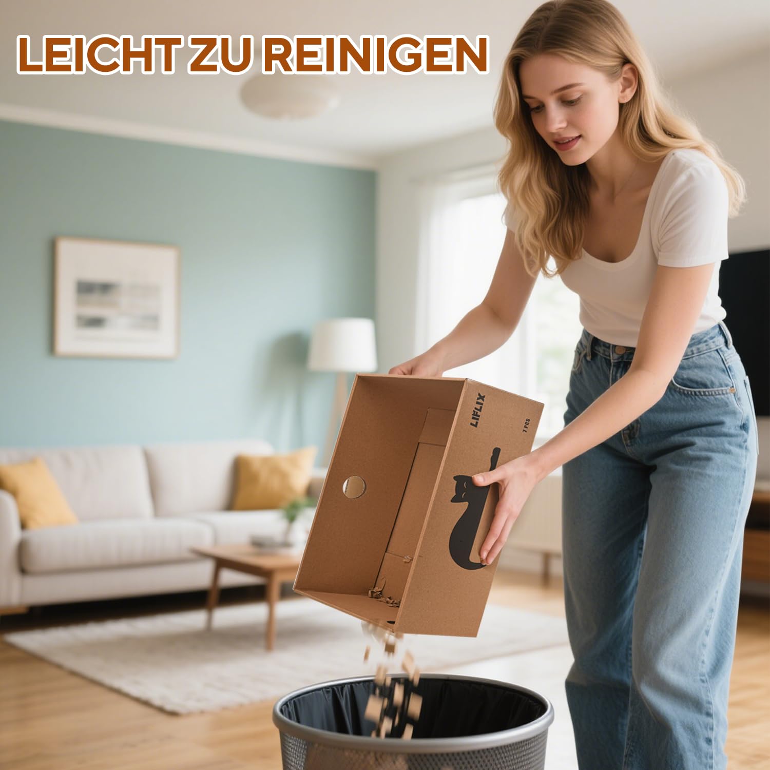 LIFLIX Rascador para gatos con caja, 7 unidades, cartón rascador para gatos con cartón de alta calidad, muebles para gatos, resistente, 42 × 32 × 15 cm, grande