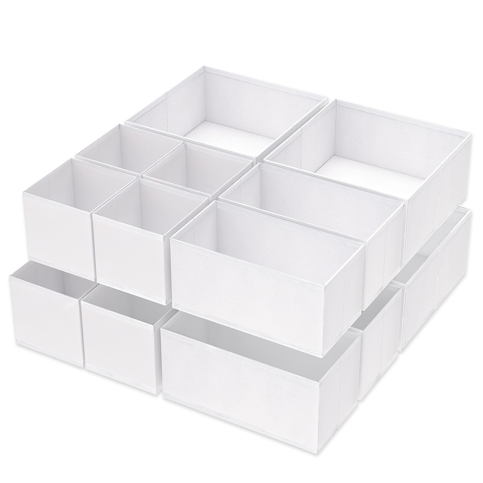 Criusia 16 Stück Unterwäsche-Schubladen-Organizer, Schubladen-Organizer, Kleidung, faltbare Stoff-Aufbewahrungsbox, Schrank, Kommode, Schublade, Trennwand für Kleidung, Schals (weiß)