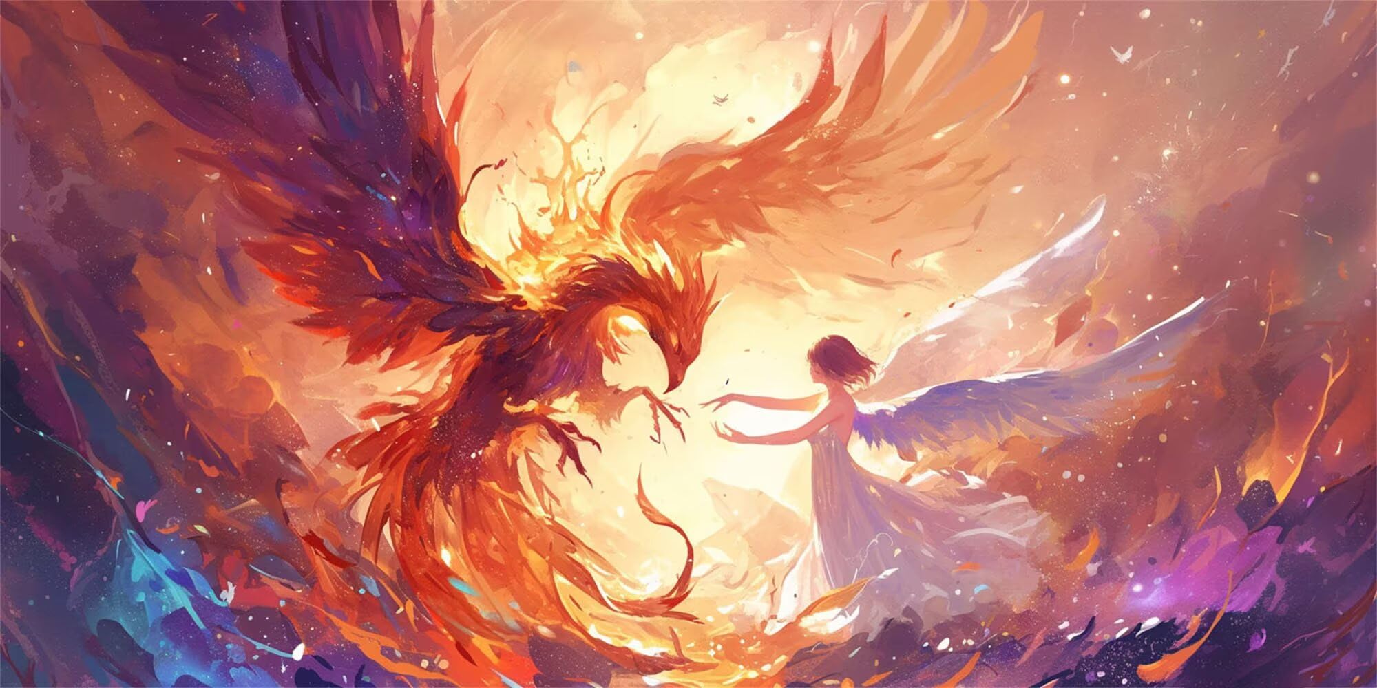 Phoenix Malen Nach Zahlen Erwachsene & AnfäNger Kits, Malen Nach Zahlen Mädchen Bastelset Kinder Ab 6 Jahre, Acrylfarben DIY Set Erwachsene, Geeignet FüR Deko Wohnzimmer, Ohne Rahmen 60x120cm U-252