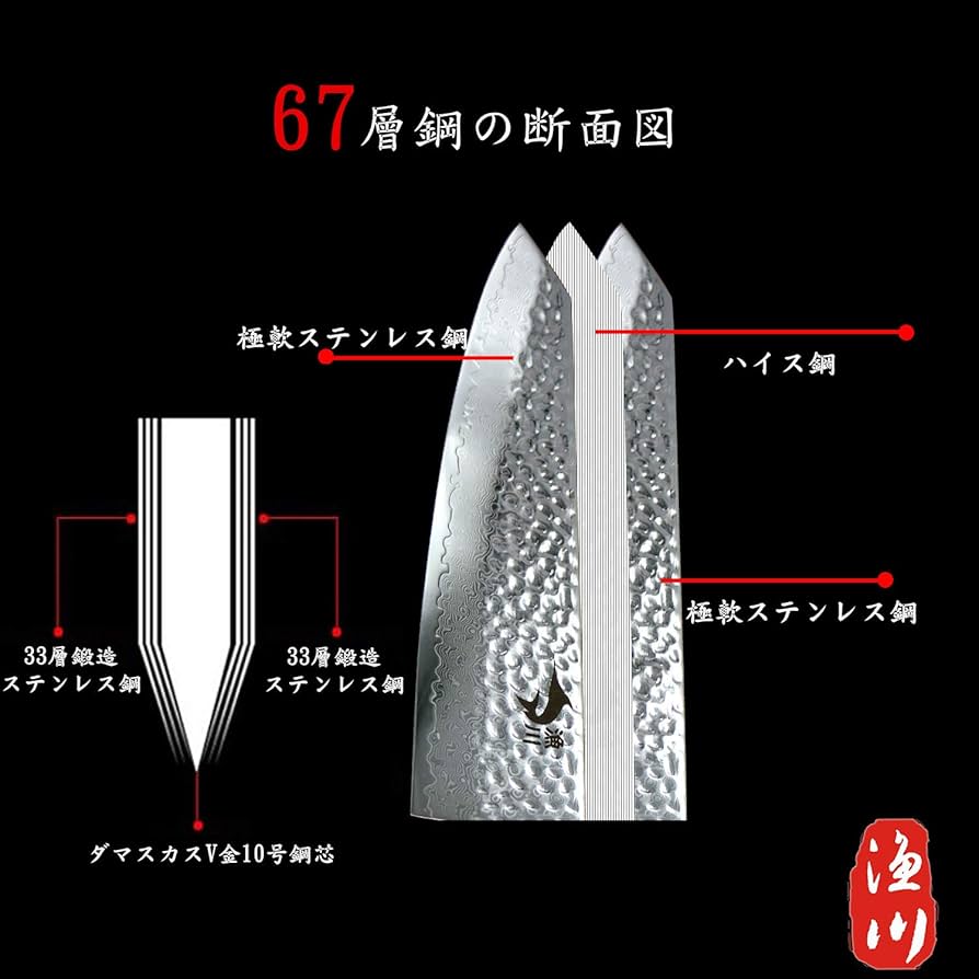 V金10号ダマスカス鍛造。240ｍｍ牛刀。モザイクピン 本刃付済　新品未使用 V金10号ダマスカス鍛造。240mm牛刀。モザイクピン 本刃付済 木鞘付