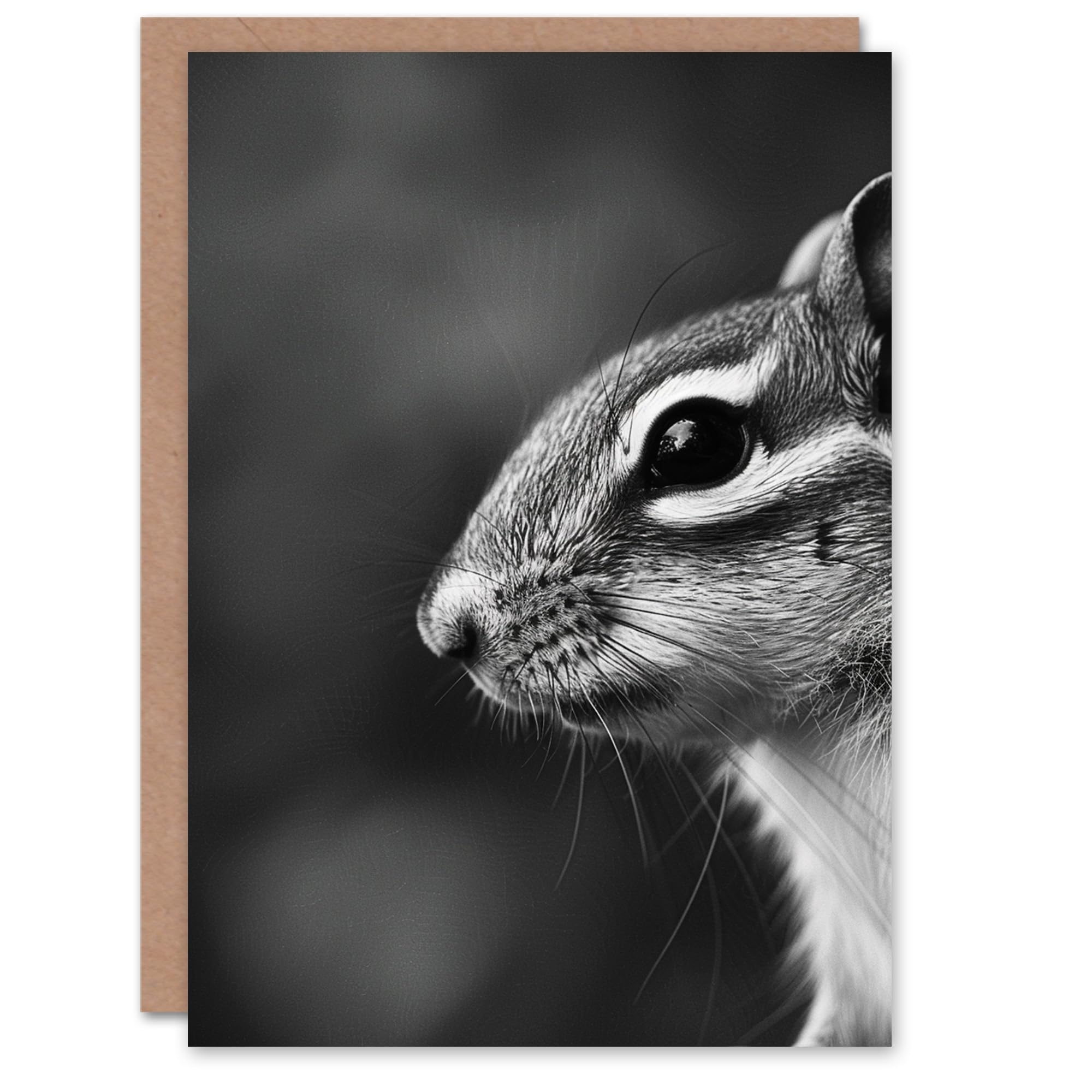 Artery8 Birthday Card Chipmunk Photo Black and White Woodland Animal For Him Her Man Woman Girl Boy Wife Husband Greeting Card