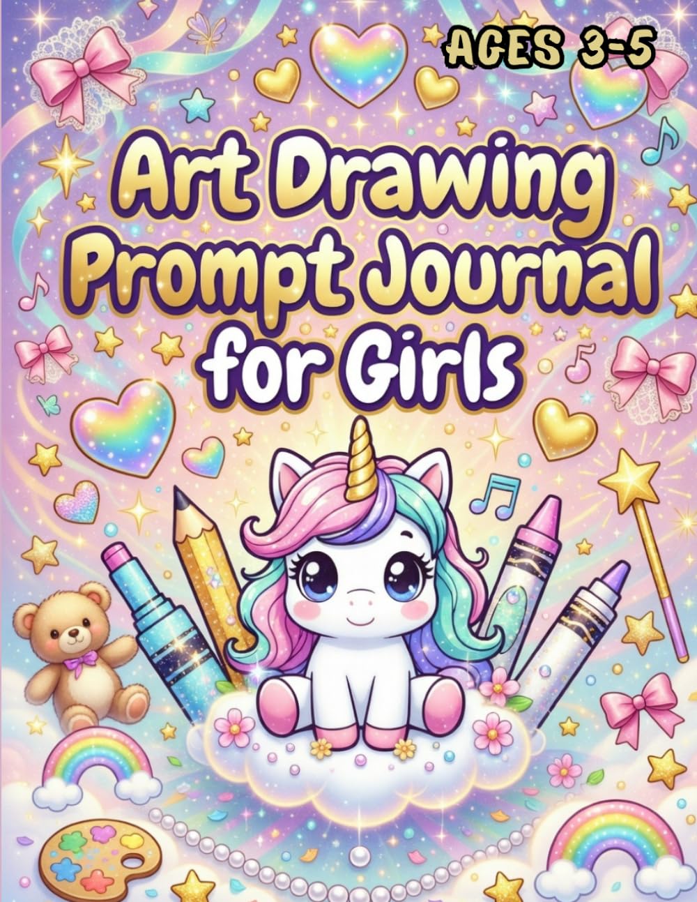 Art Prompt Journal for Girls: Super Cute Drawing Prompts for Toddlers and Preschoolers Ages 3-5 | Fun Creative Activity Book to Spark Imagination