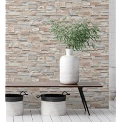 Simil Piedra Interior GAULAN 127671 - Papel Pintado vinílico Lavable Efecto imitación Muro Piedra Pizarra con Textura en Relieve para Pared salón Cocina baño Pasillo Comedor - Rollo de 10 m x 0.53 m