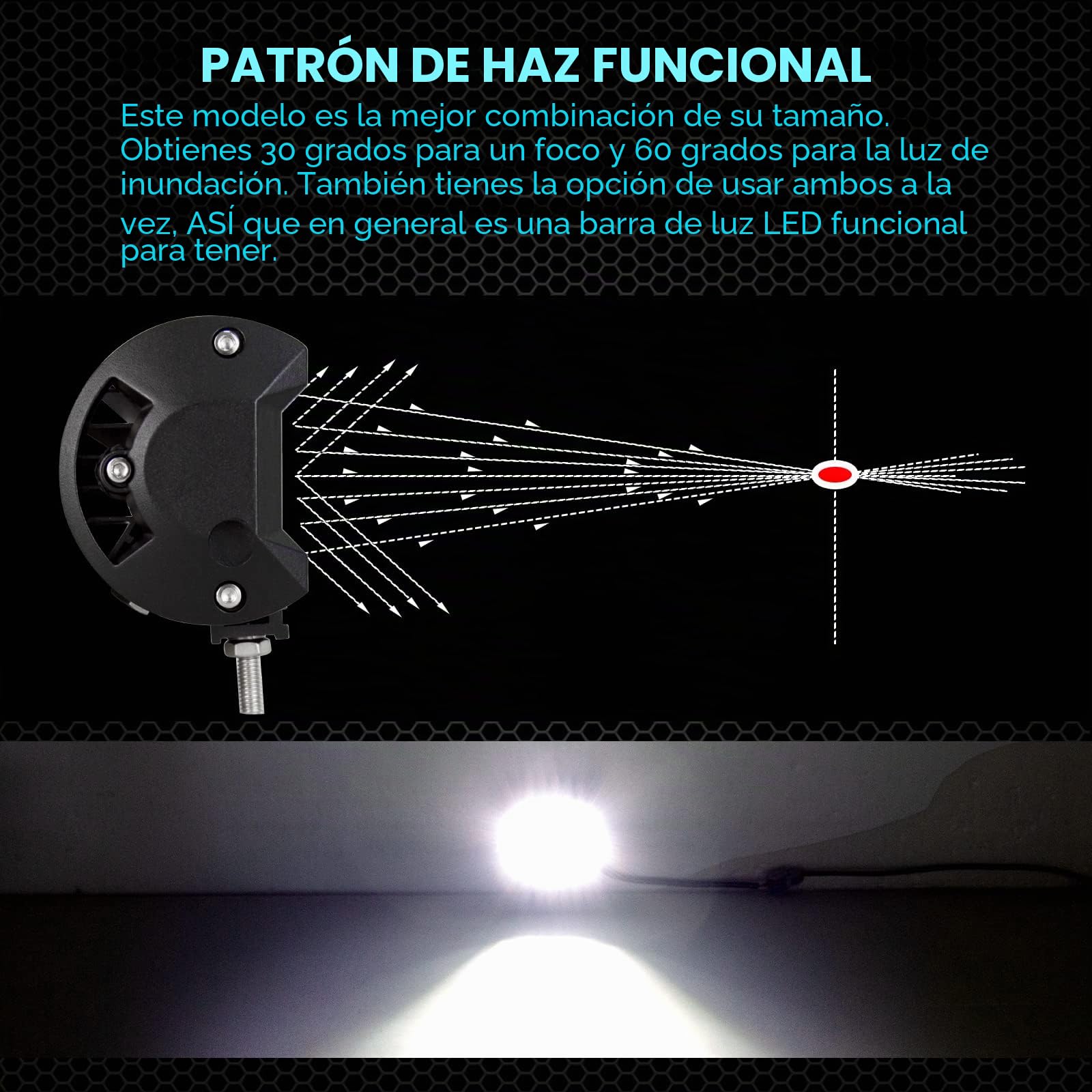 RIGIDON 38cm 15 pulgadas 390W barra led 4x4, 2Pcs 4 pulgadas 60W focos led tractor y 12V arnés de cableado, barra luminosas led faros trabajo lámpara para off road camión coche ATV SUV todoterreno