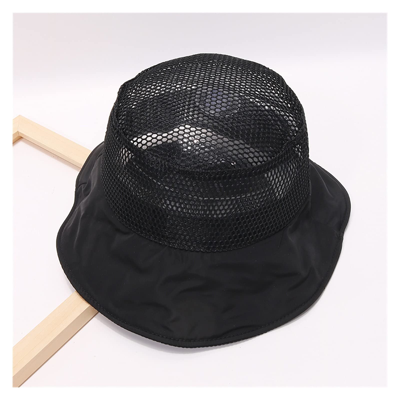 Cappello estivo per bambini, cappello da pescatore con cuciture color caramello a rete intera per bambini cappello da pescatore estivo per ragazzi e ragazze cappello da sole a tesa larga (nero M 2 6Y)